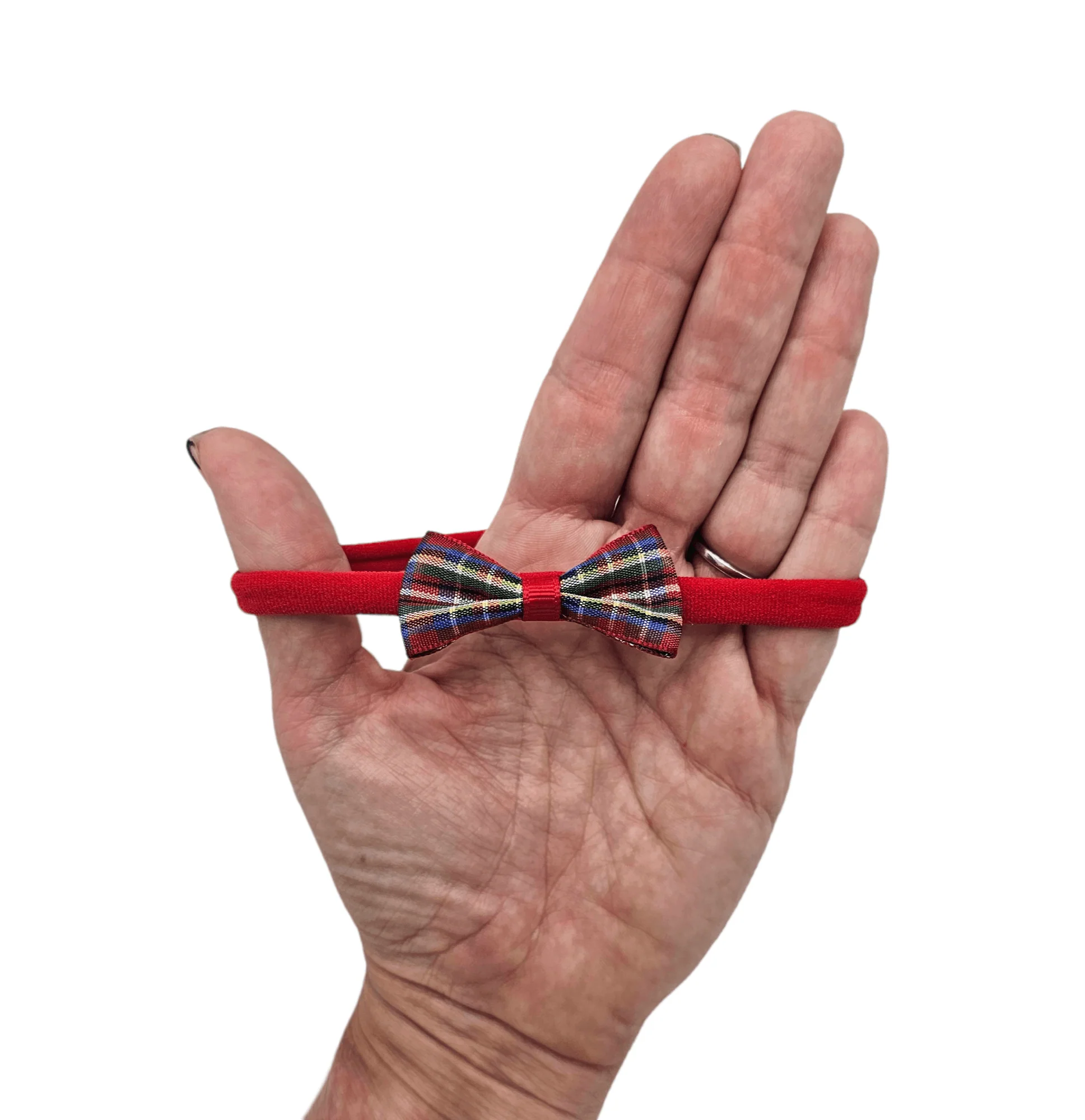 2 Inch Tartan Christmas Dainty Bow on Headband - Image 4