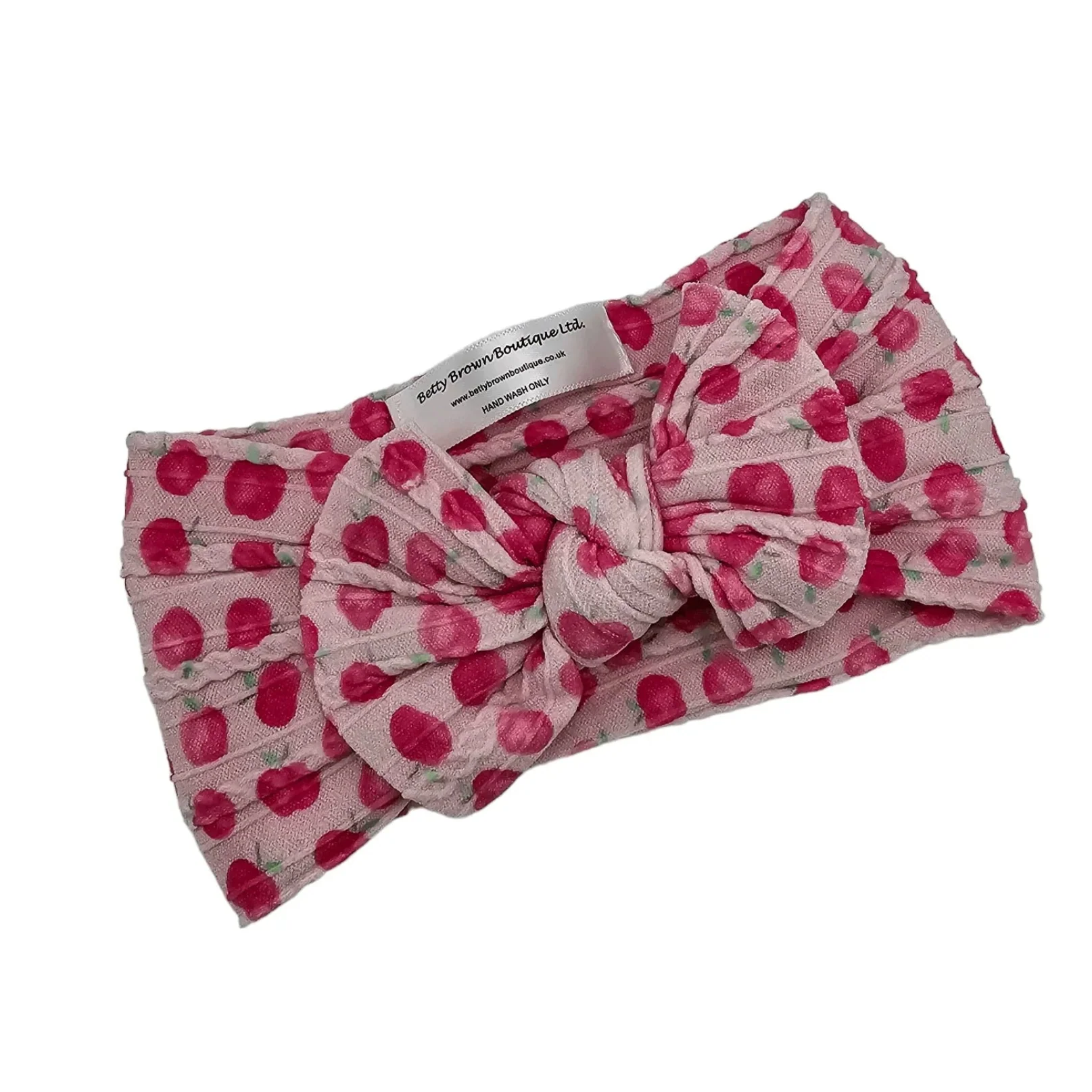Apple Pattern Smaller Bow Cable Knit Headband - Image 2