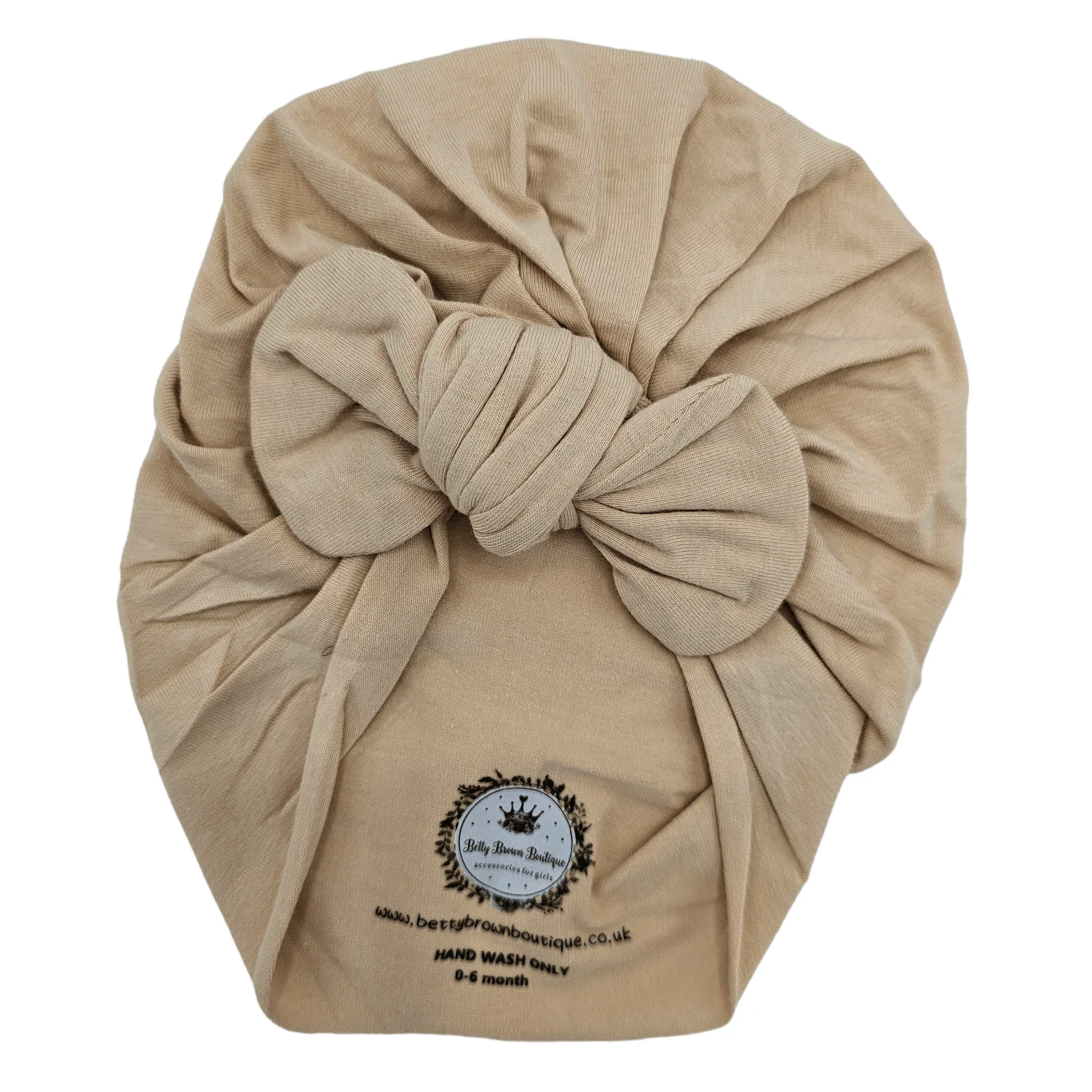 Beige Turban Hat With Bow - Image 2