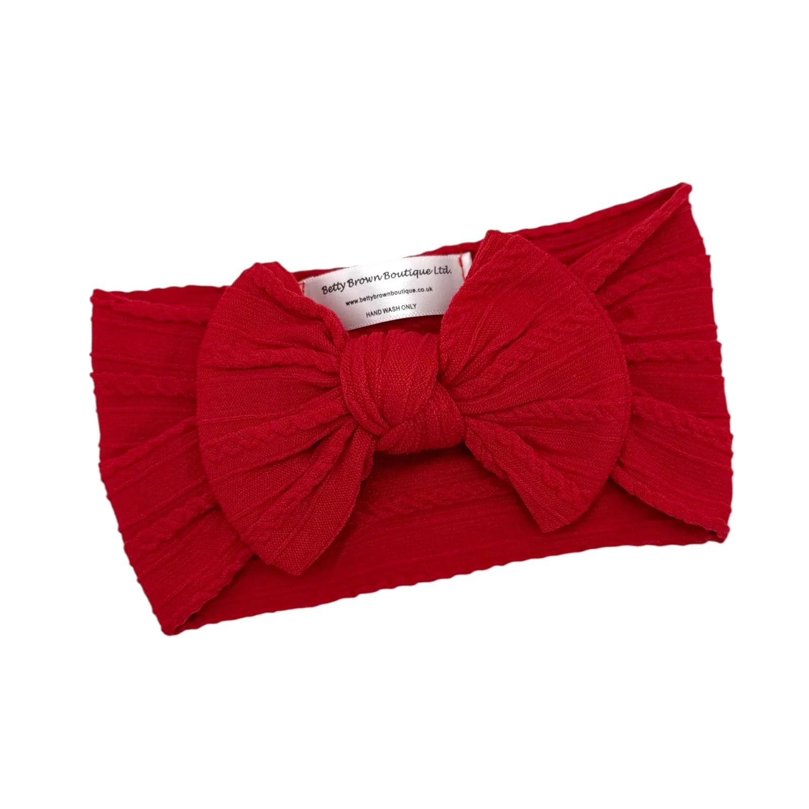Berry Red Cable Knit Smaller Bow Headband - Image 2