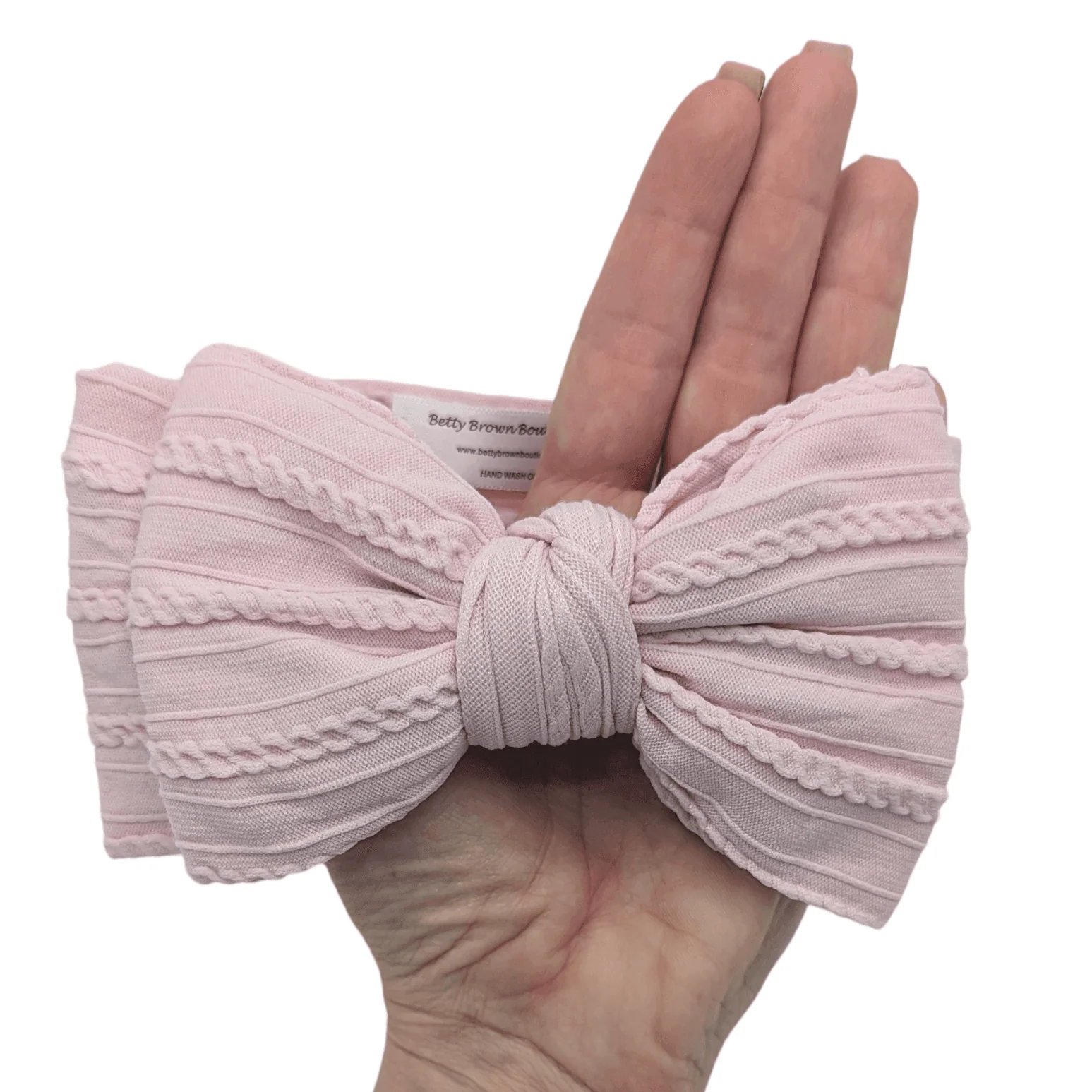 Blush pink larger bow cable knit Headband - Image 4