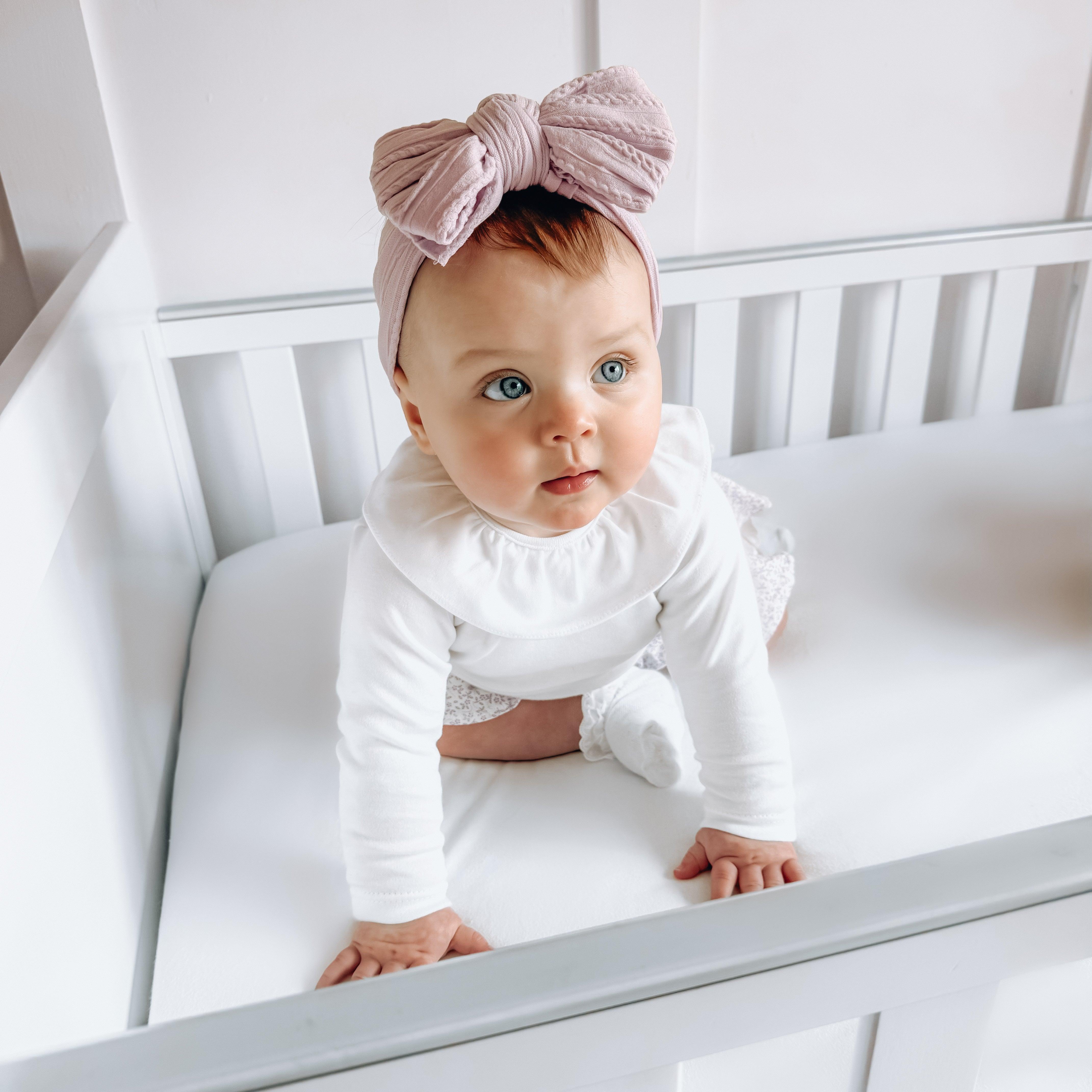 Blush pink larger bow cable knit Headband - Image 5