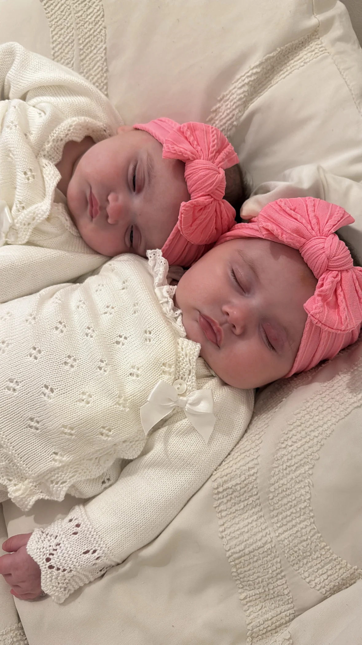 Bright Pink Smaller Bow Cable Knit Headband - Image 3