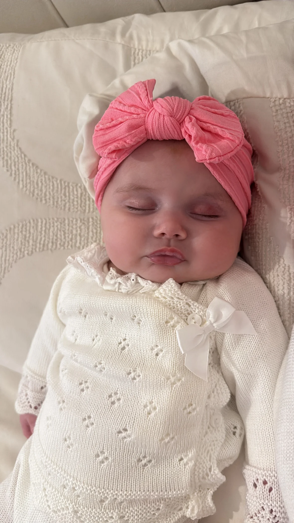 Bright Pink Smaller Bow Cable Knit Headband - Image 4
