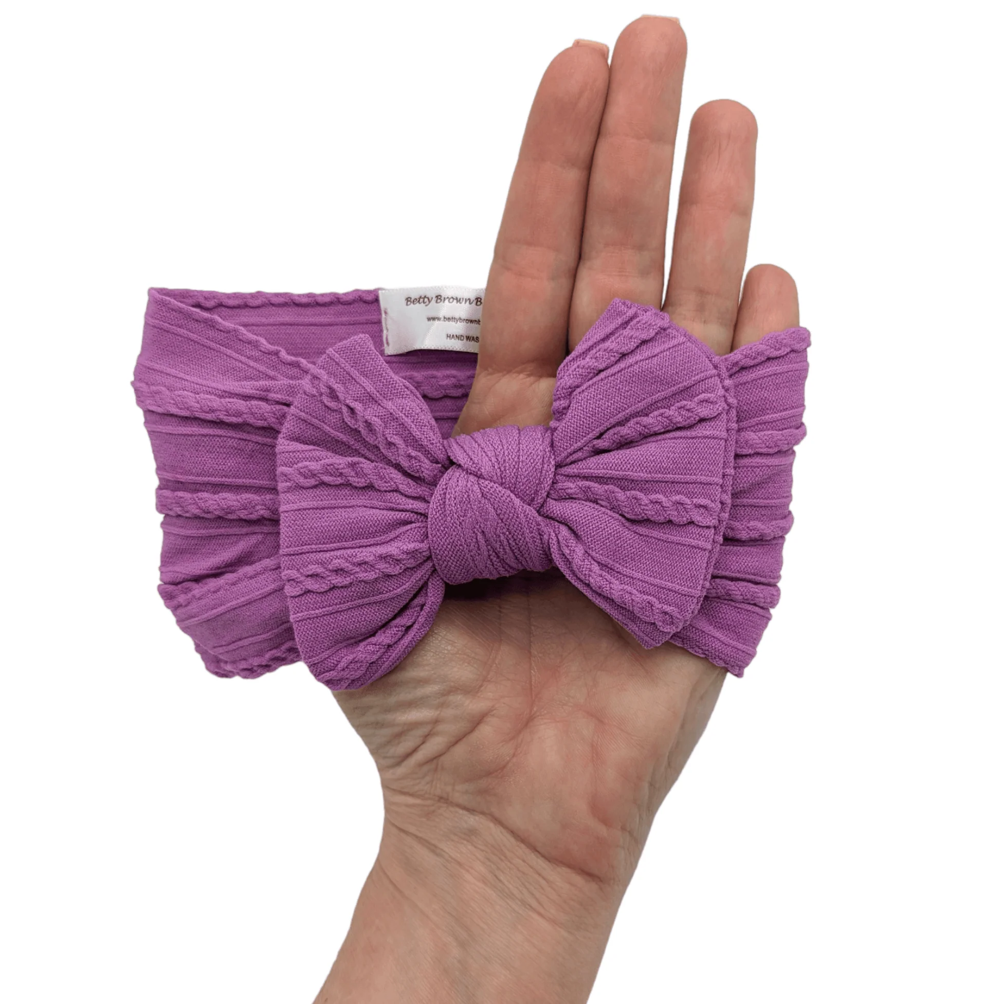 Bright Purple Smaller Bow Cable Knit Headband