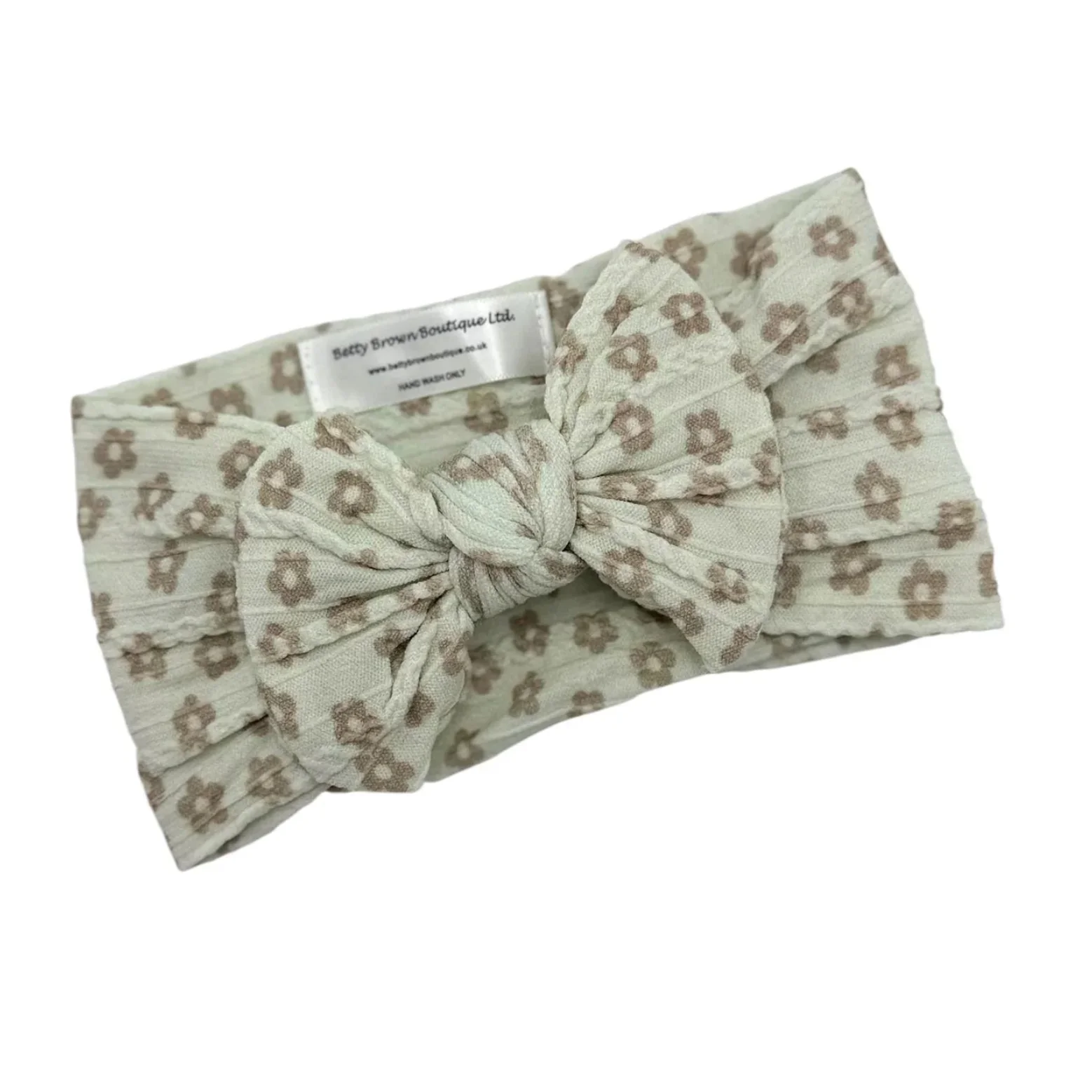 Neutral Daisy Pattern Smaller Bow Cable Knit Headband