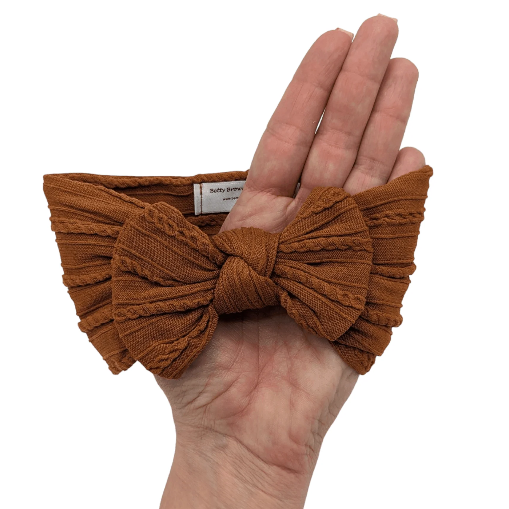 Cinnamon Smaller Bow Cable Knit Headband - Image 2