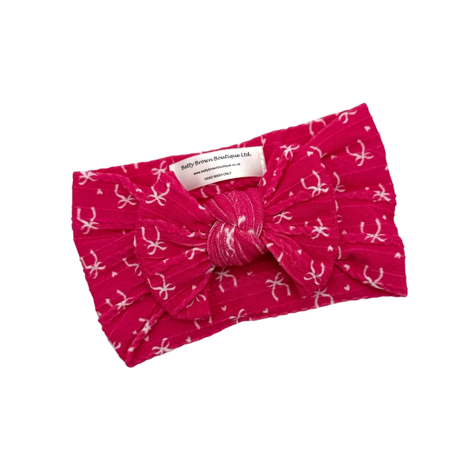 Cranberry Red Bow Pattern Smaller Bow Cable Knit Headband - Christmas Collection 2025 - Image 2