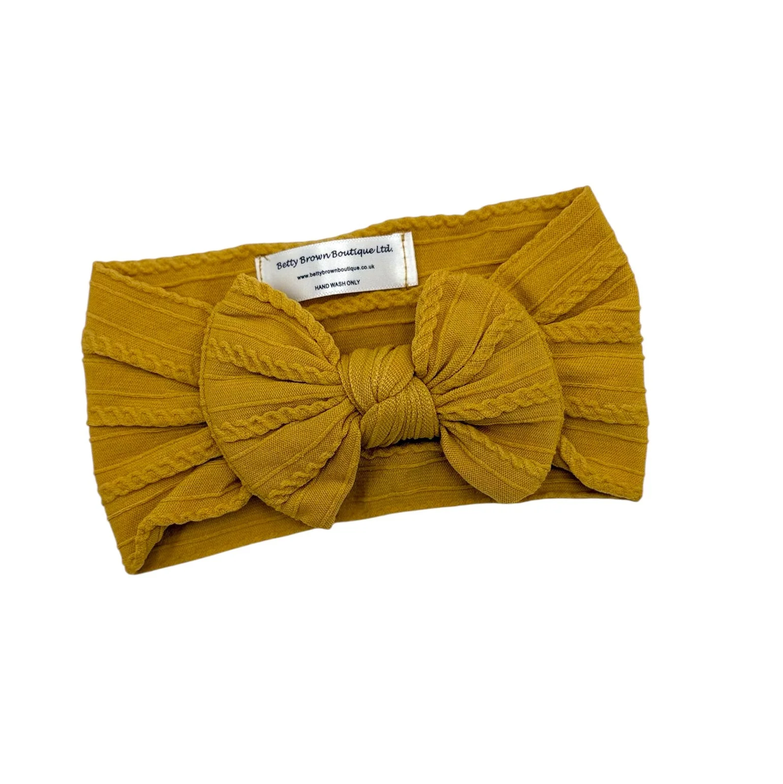 Dandelion Yellow Cable Knit Smaller Bow Headband
