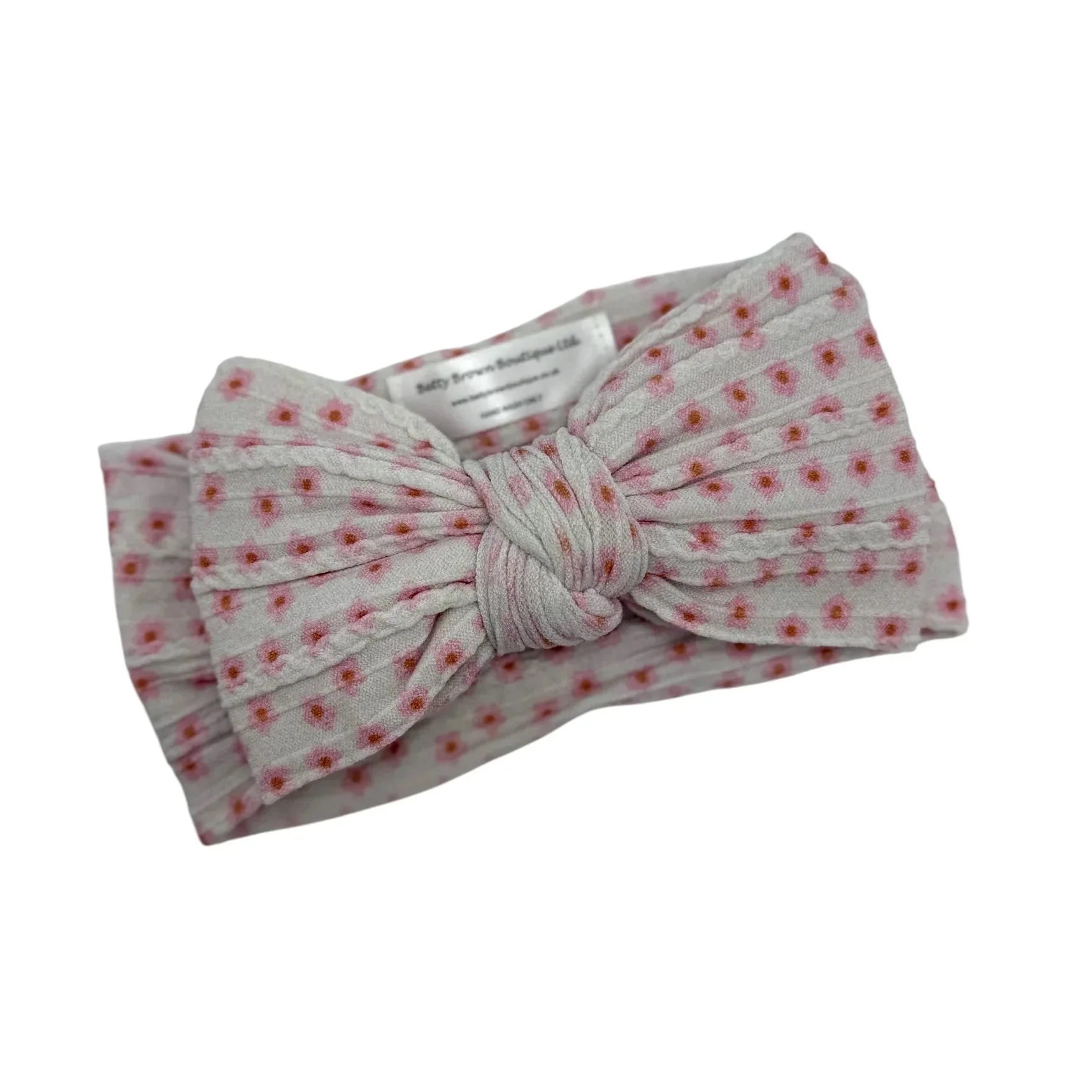 Ditsy Flower Pattern Larger Bow Cable Knit Headband - Image 2