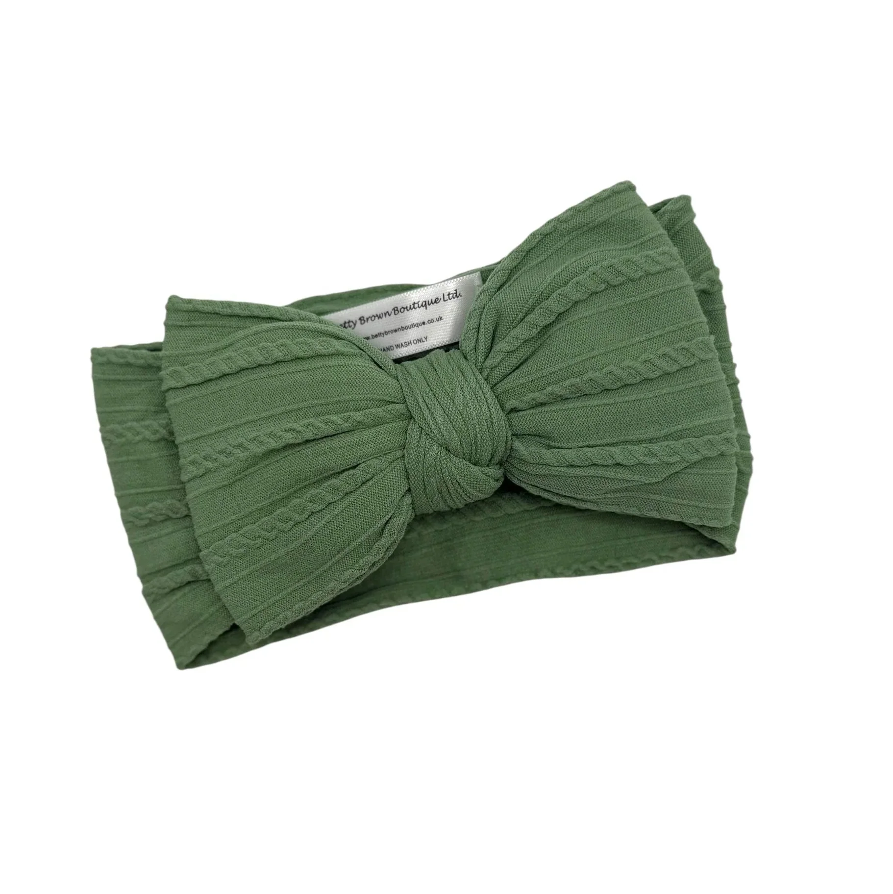 Fern Green Cable Knit Larger Bow Headband