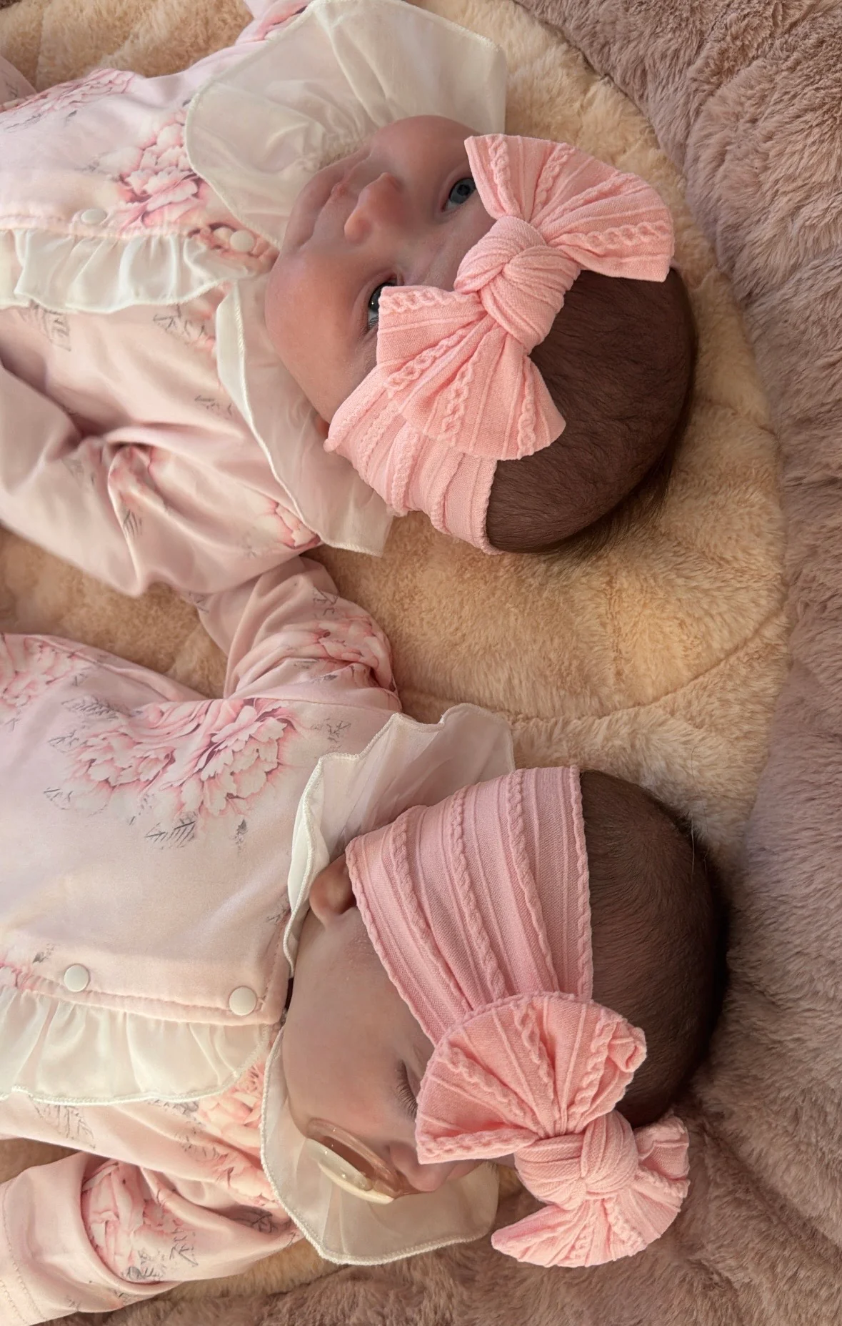 Flamingo Pink Smaller Bow Cable Knit Headband - Image 6