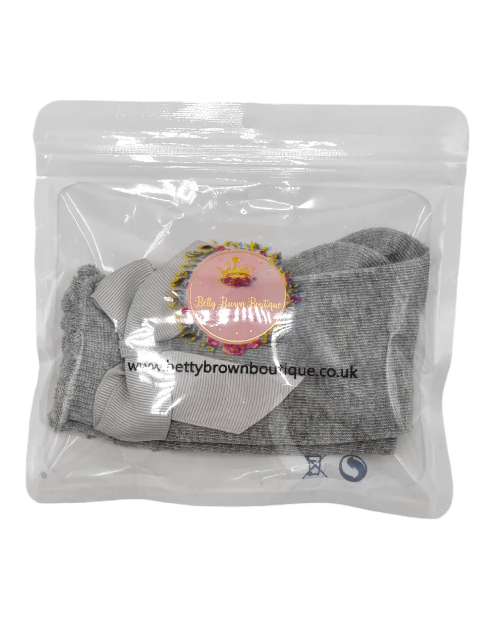 Grey Knee High Style Socks With 3 Inch Bow - Image 3