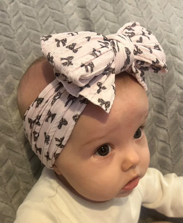 Leopard Bow Pattern Larger Bow Cable Knit Headband - Image 2