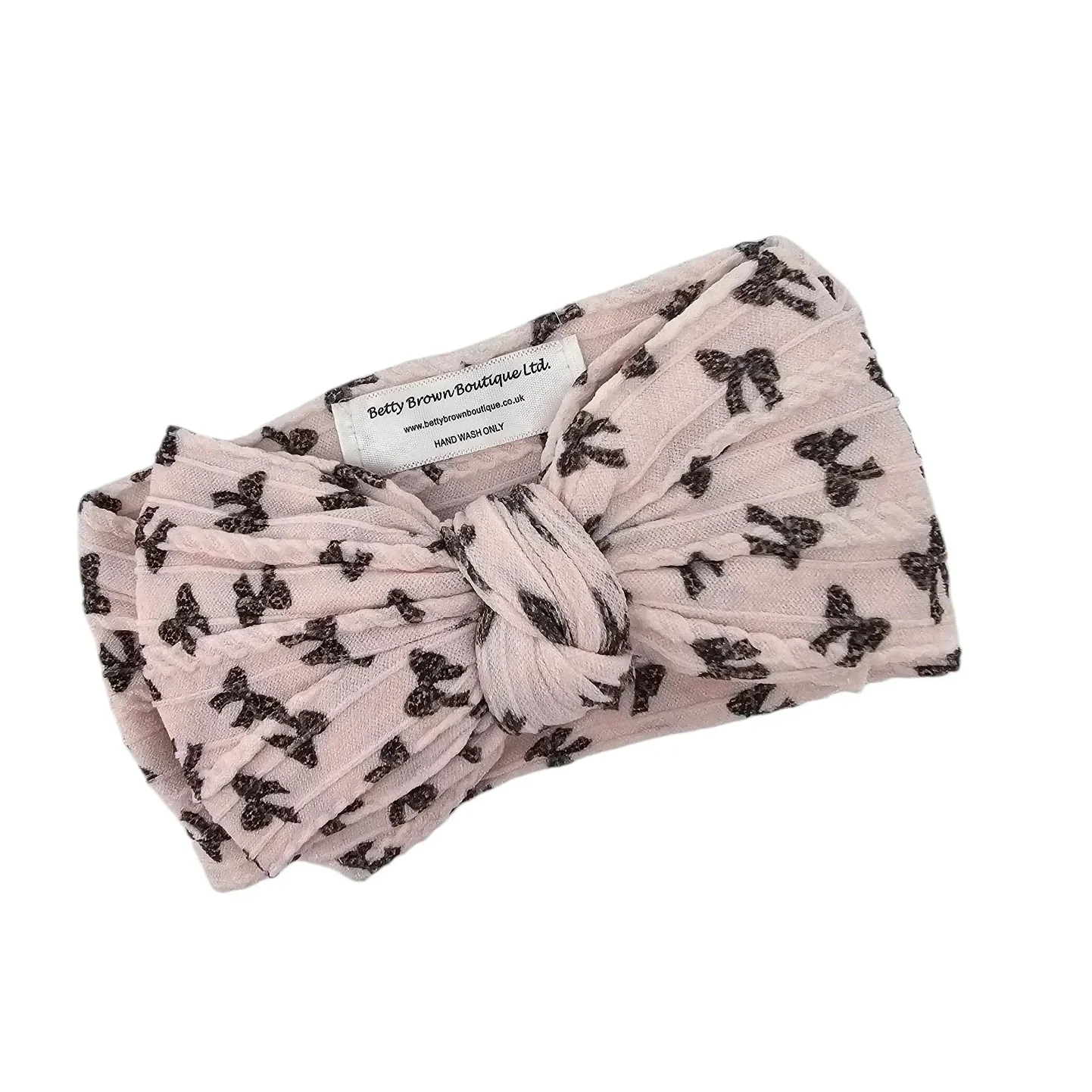 Leopard Bow Pattern Larger Bow Cable Knit Headband - Image 4