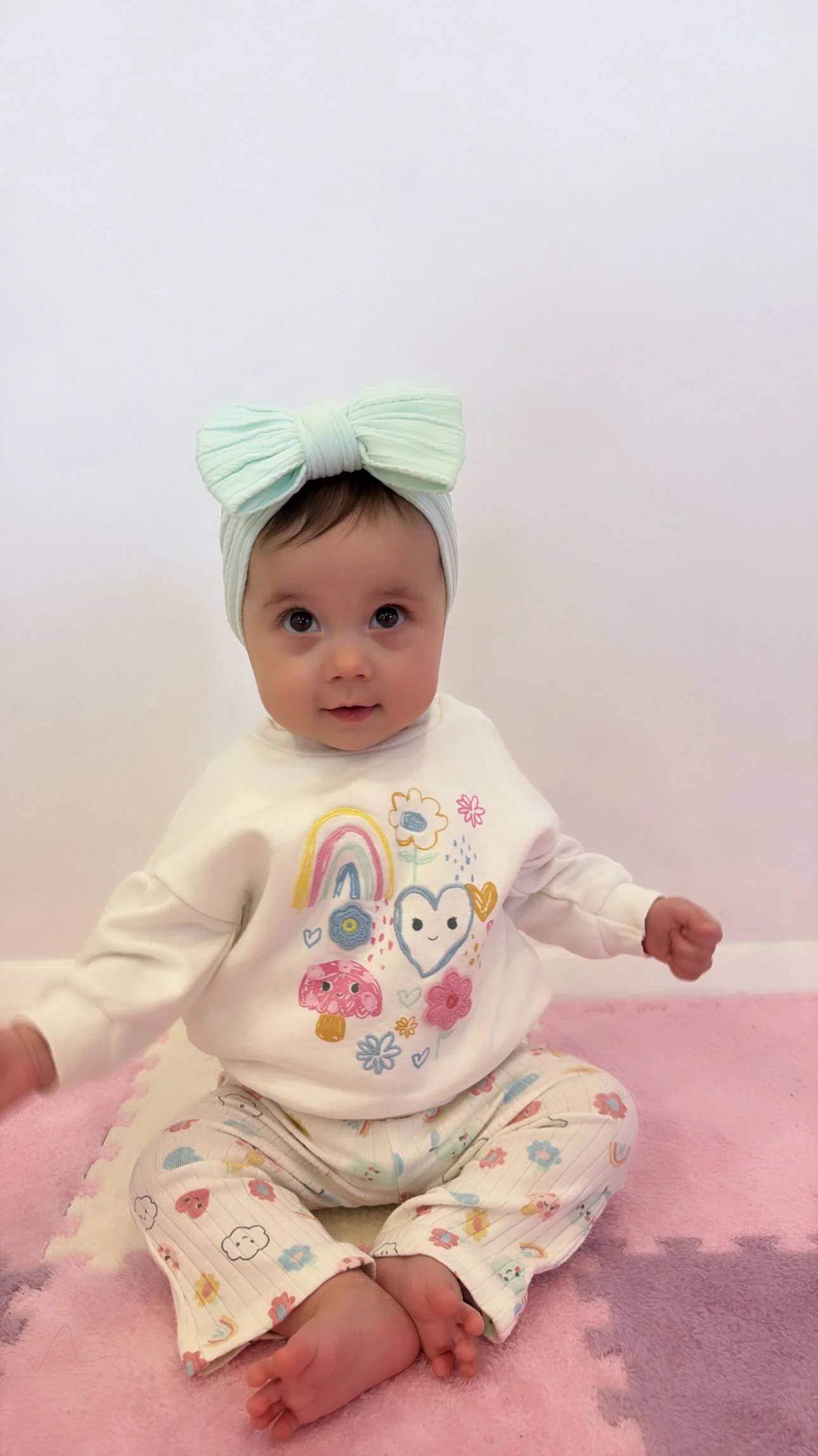 Light Aqua Green Larger Bow Cable Knit Headband - Image 9