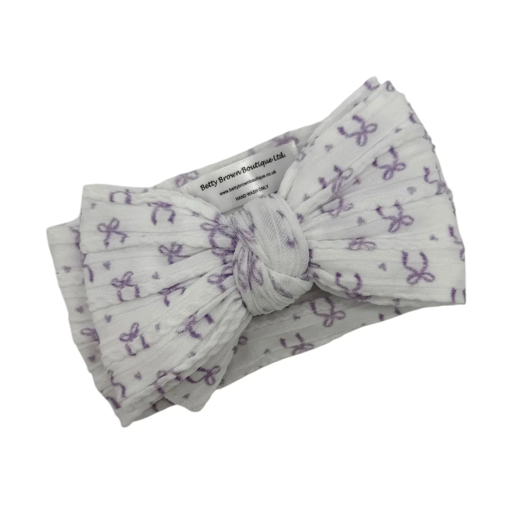 Lilac Bow Pattern Larger Bow Cable Knit Headband - Image 3