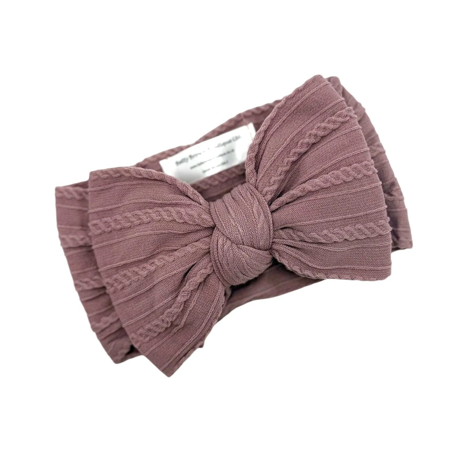 Mauve Larger Bow Cable Knit Headband - Image 2