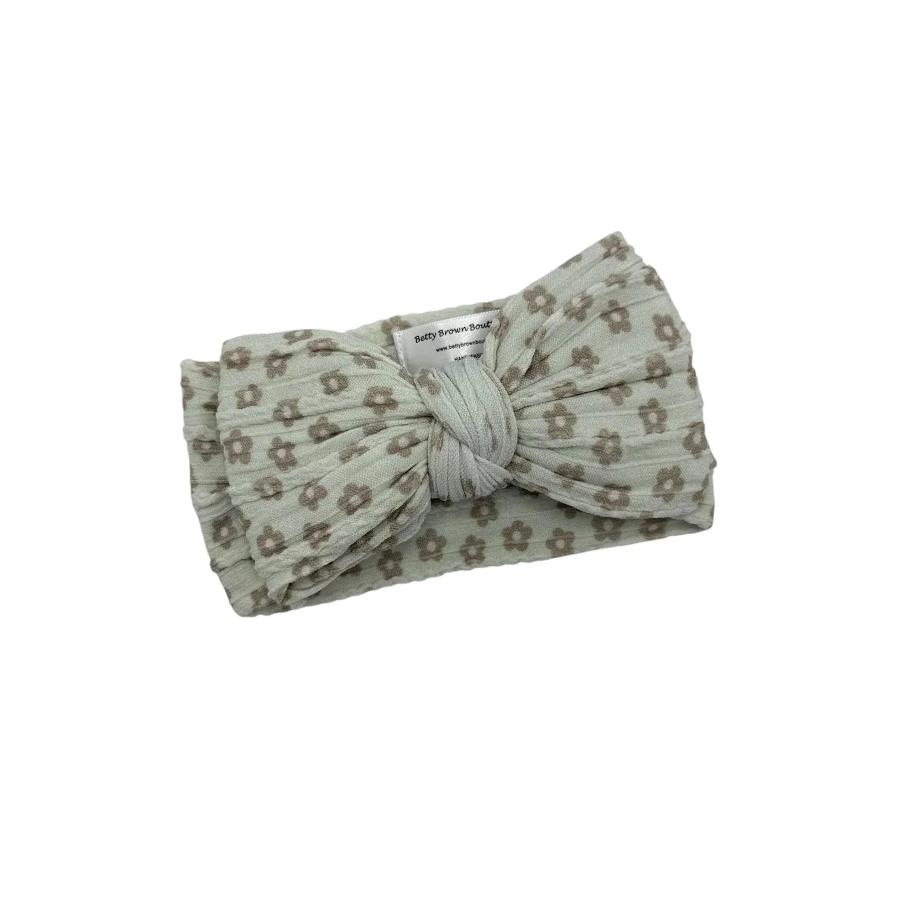 Neutral Daisy Pattern Larger Bow Cable Knit Headband