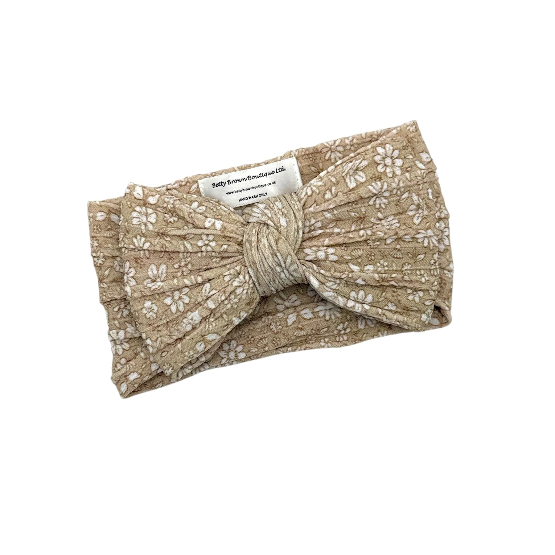 Neutral Floral Pattern Larger Bow Cable Knit Headband