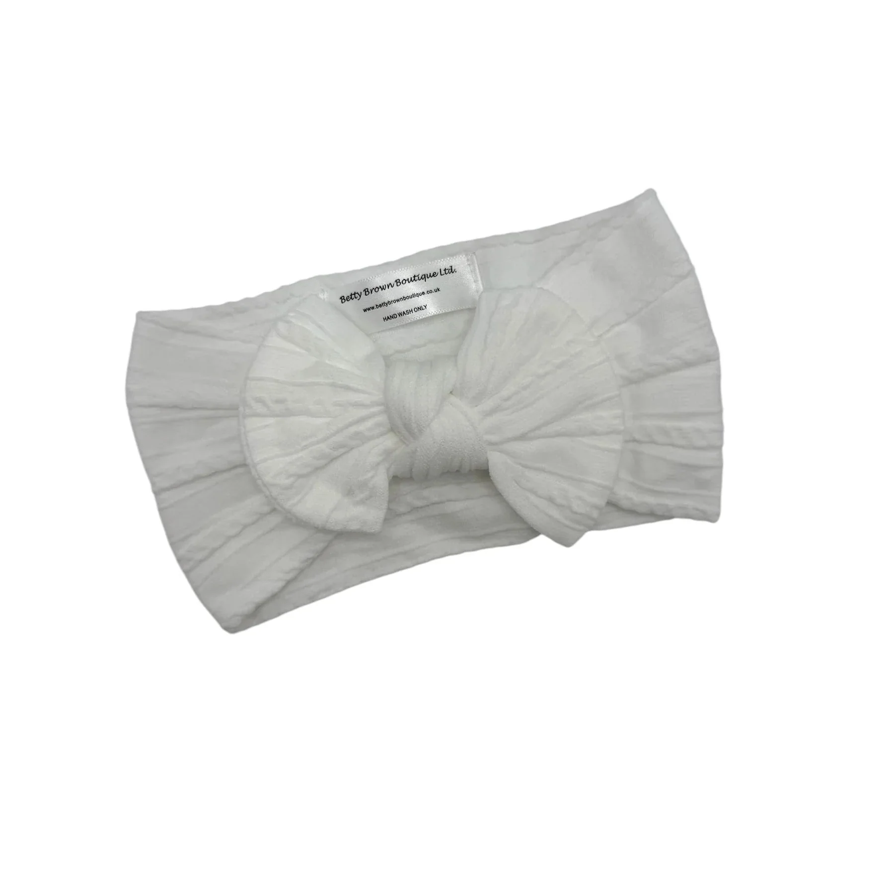 Off White Cable Knit Smaller Bow Headband