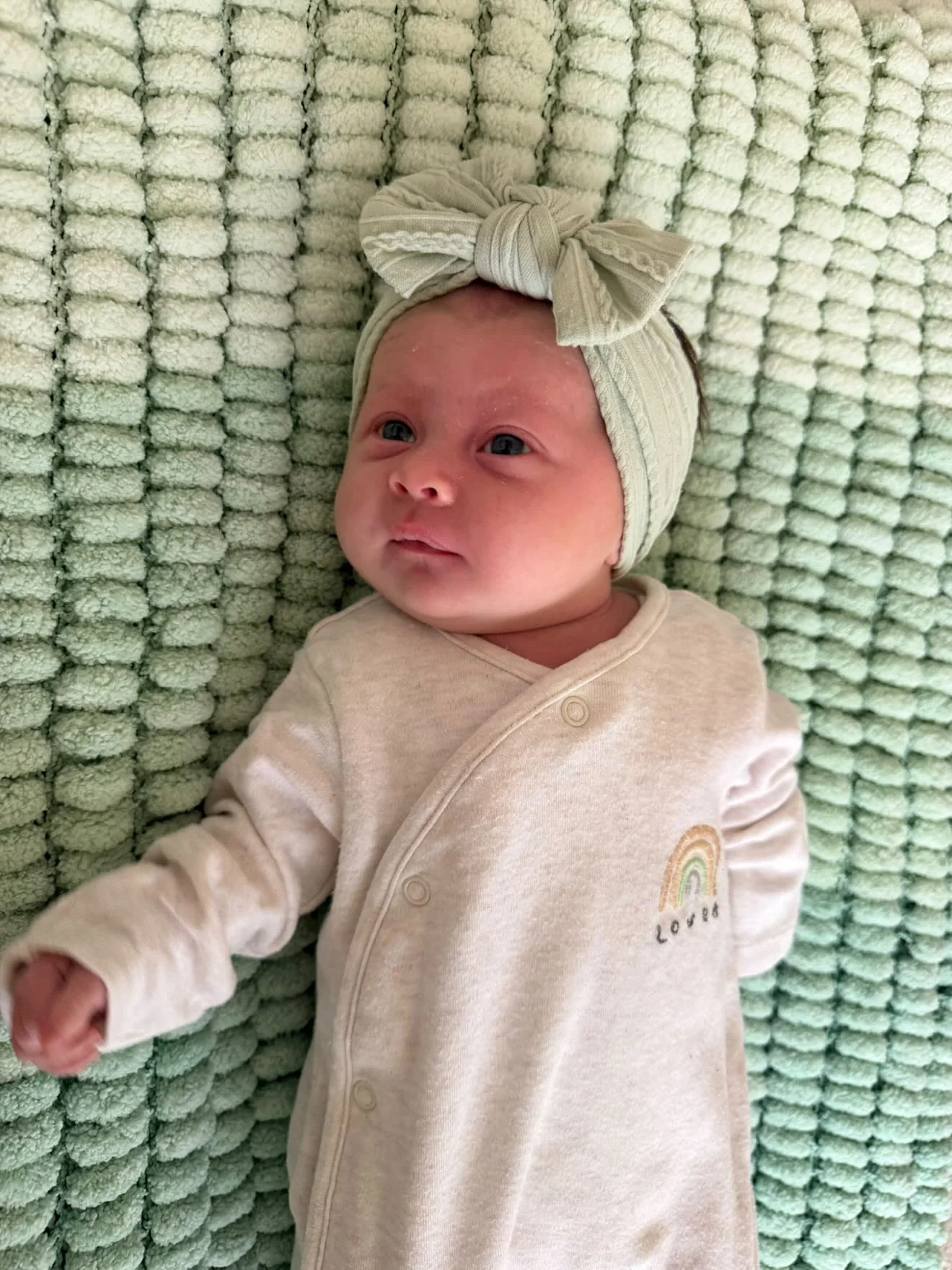 Olive Green Smaller Bow Cable Knit Headband - Image 2