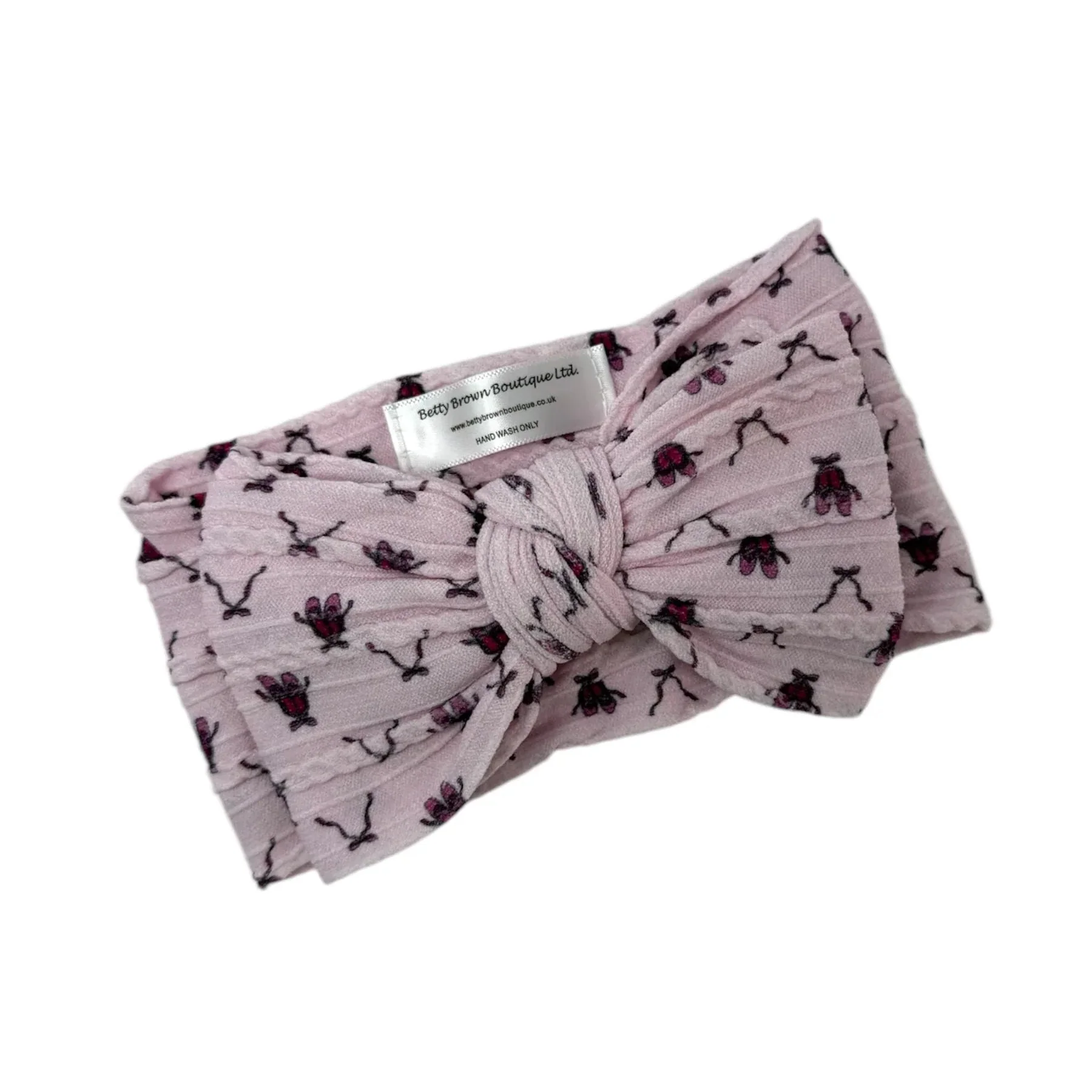 Pink Ballet Shoes Pattern Larger Bow Cable Knit Headband