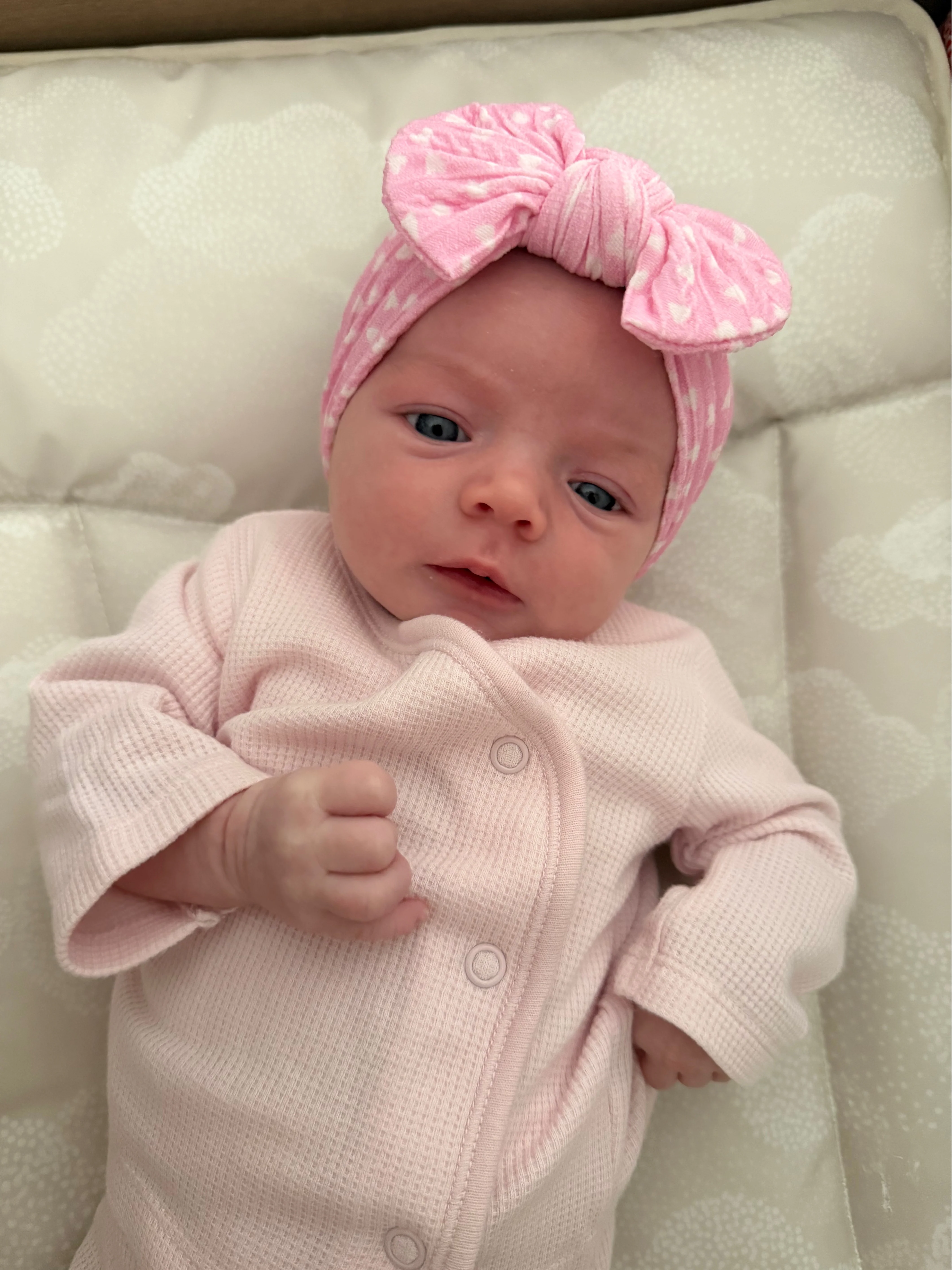 Pink Heart Pattern Smaller Bow Cable Knit Headband  - Valentines Collection - Image 5
