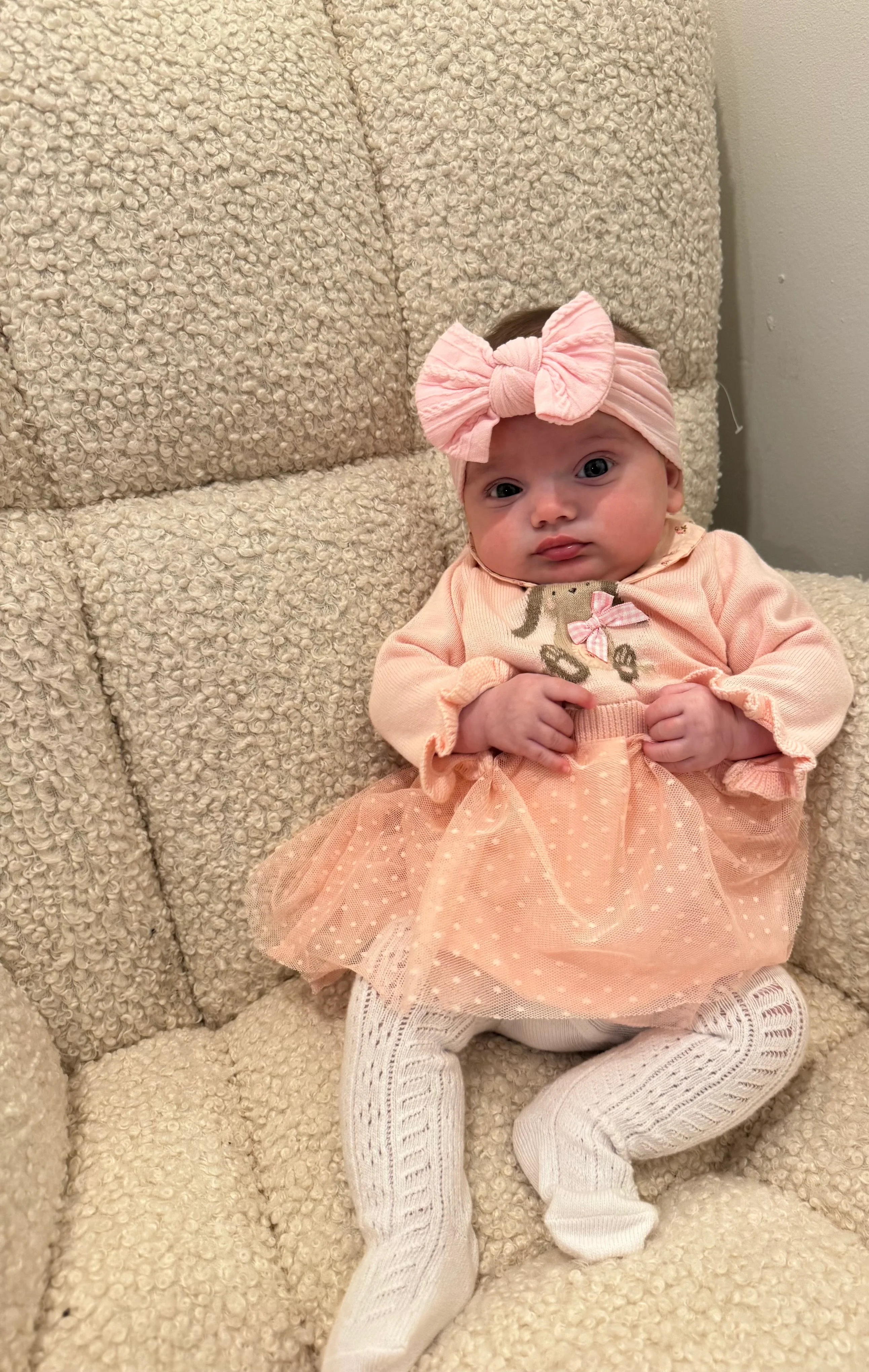 Pink Lemonade Smaller Bow Cable Knit Headband - Image 3