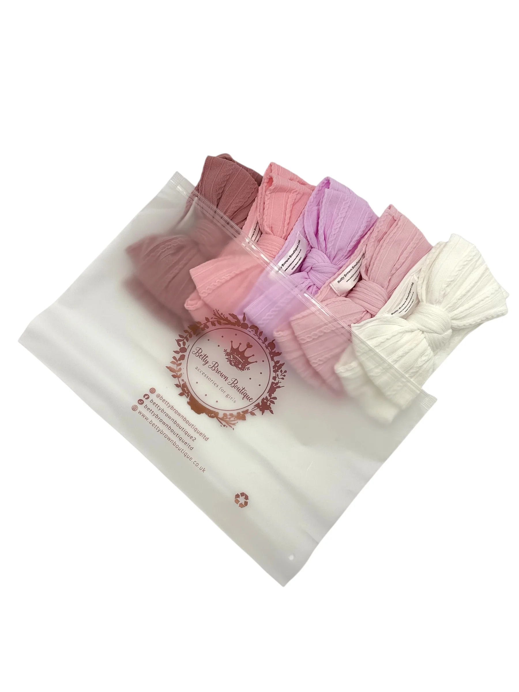 Pink Starter Bundle Larger Bow Cable Knit Headbands - Suitable from newborn - Image 2