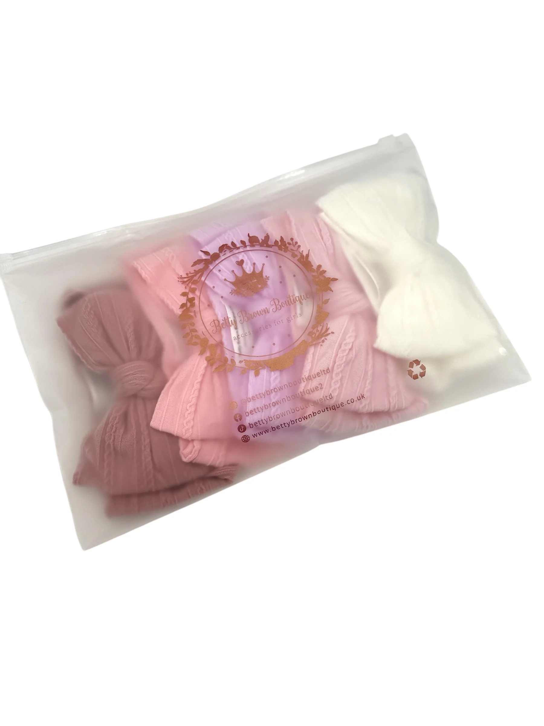 Pink Starter Bundle Larger Bow Cable Knit Headbands - Suitable from newborn - Image 3