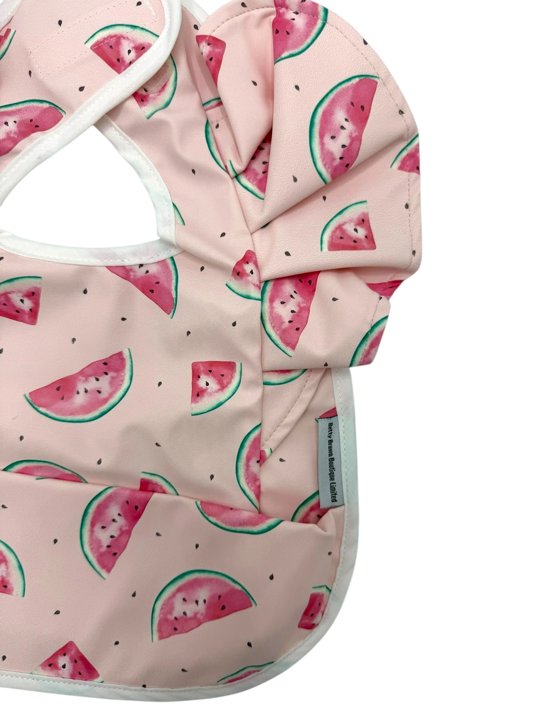 Pink Watermelon Frill Detailed Waterproof Bib - Image 2