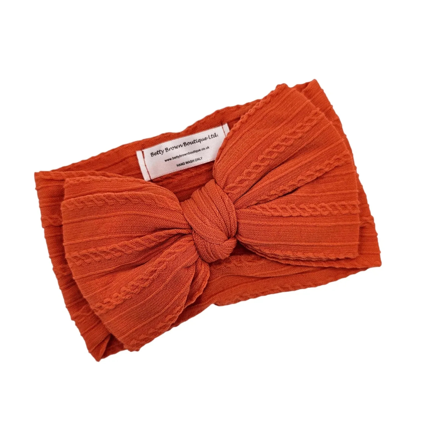 Pumpkin Orange Larger Bow Cable Knit Headband - Halloween - Image 3