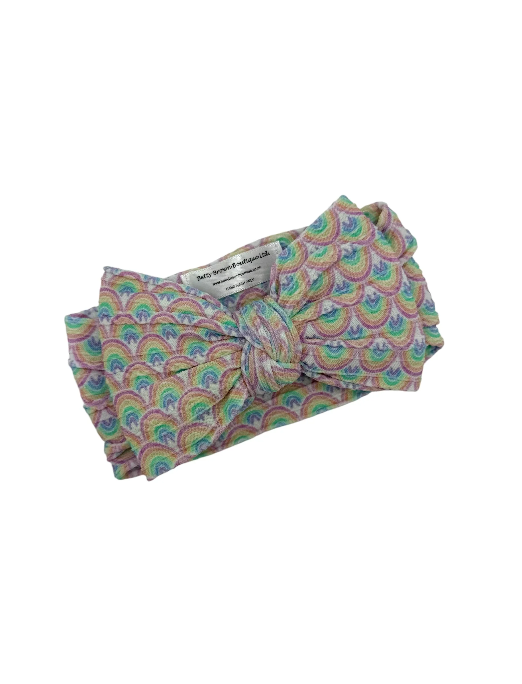 Rainbow Pattern Larger Bow Cable Knit Headband - Image 2