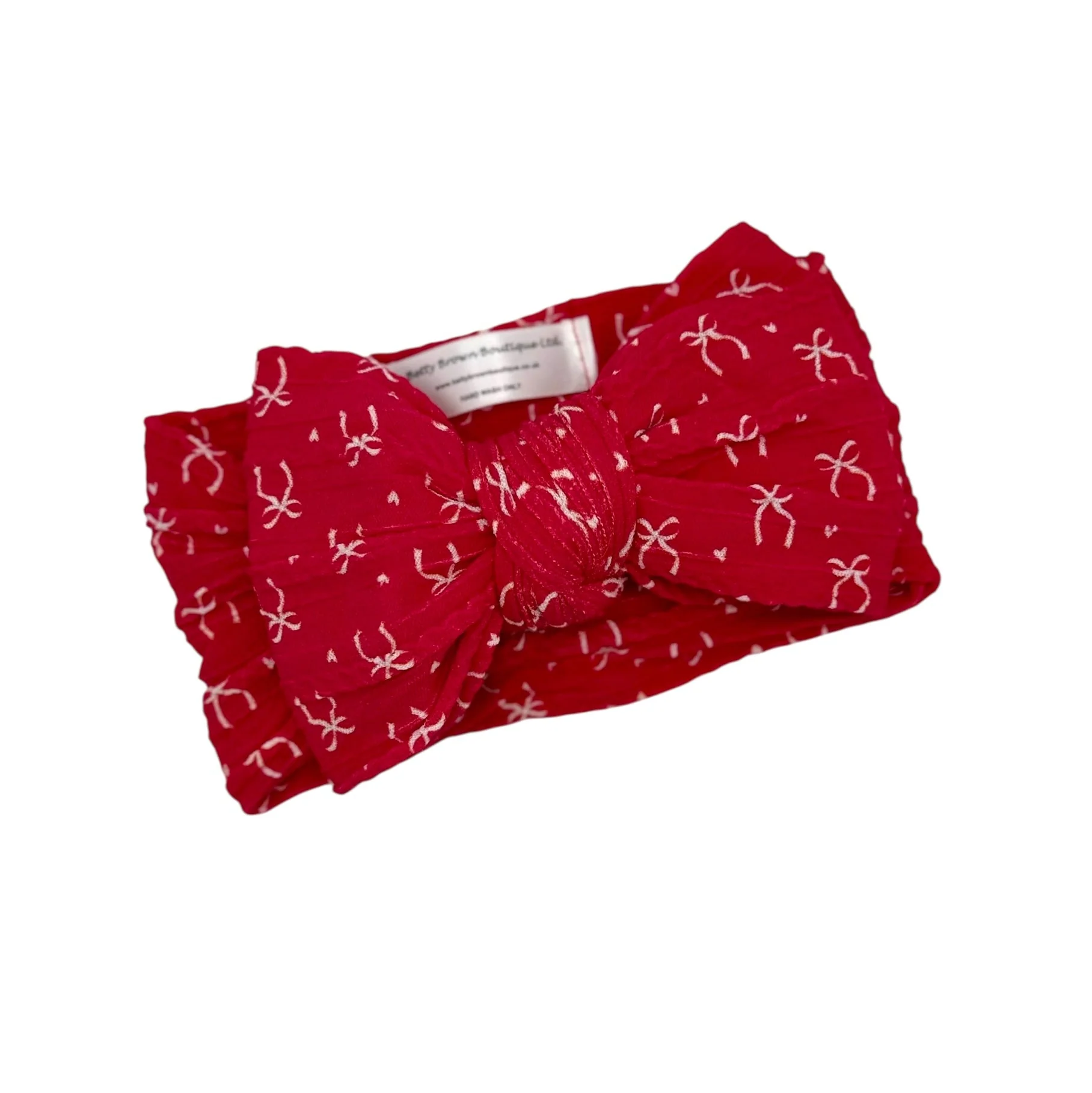 Red Bow Pattern Larger Bow Cable Knit Headband - Christmas 2025