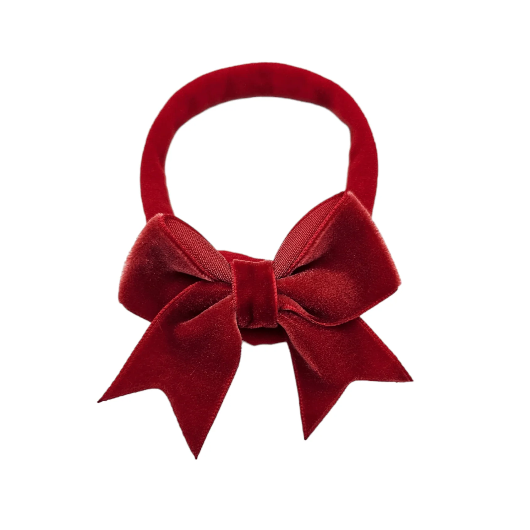 Christmas Red Velvet 2.5 Inch Dainty Bow On Headband - Image 2