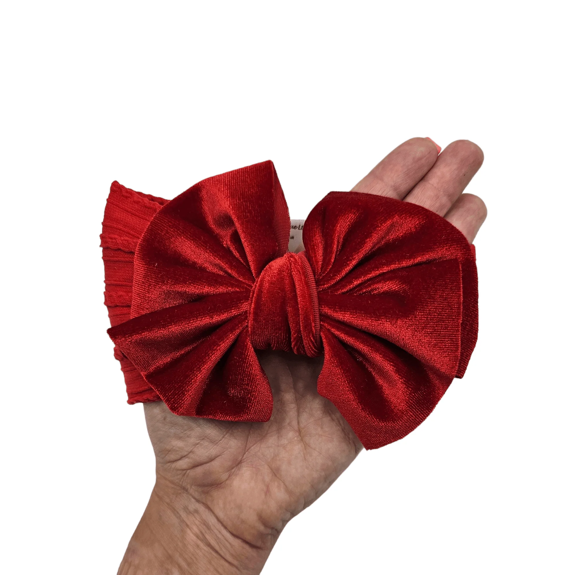 Red Velvet Larger Bow Cable Knit Headband - Christmas Collection - Image 3