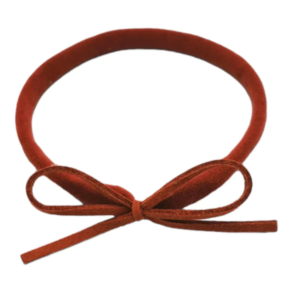 Rust Orange Mini Cord Dainty Bow On Headband