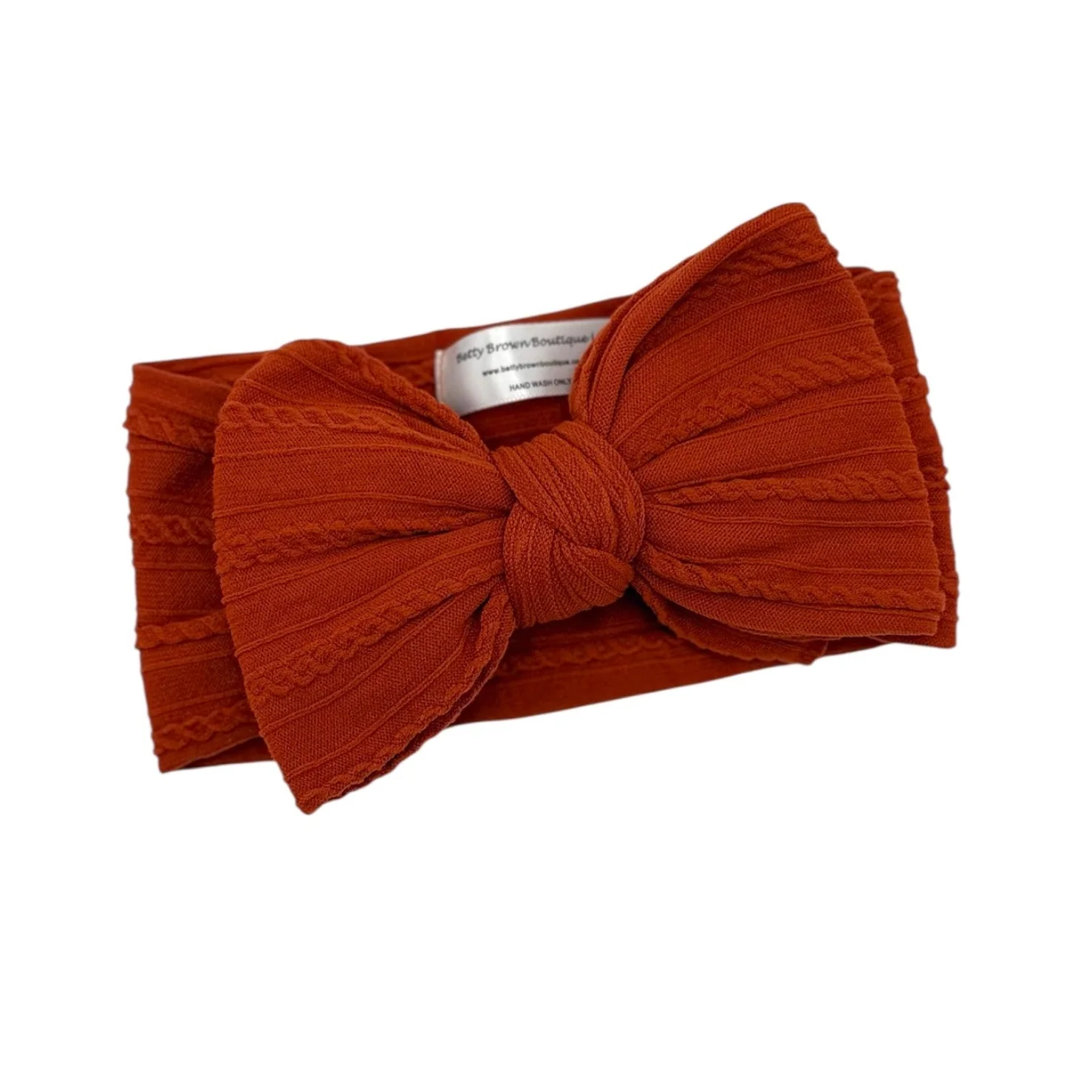 Rust Orange Larger Bow Cable Knit Headband