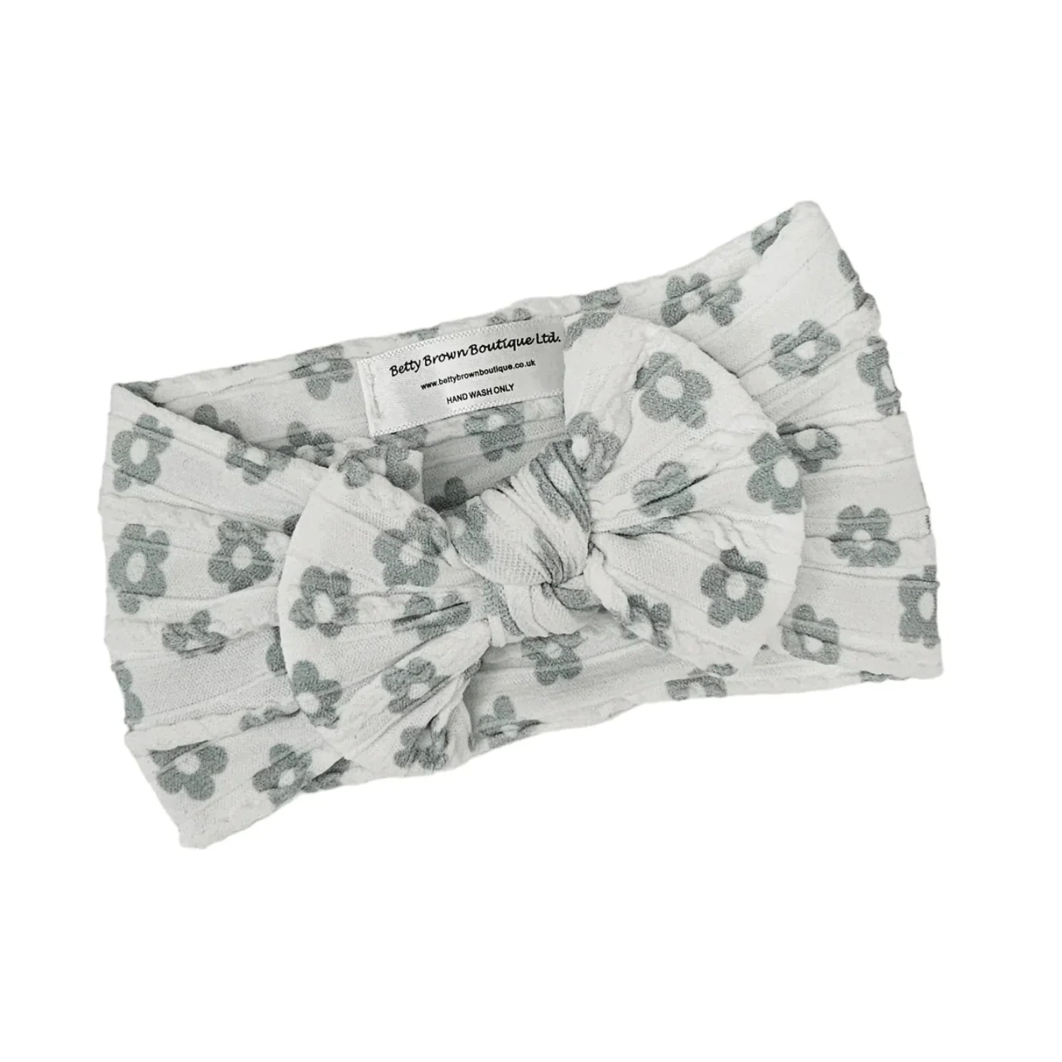 Sage Daisy Pattern Smaller Bow Cable Knit Headband - Image 2