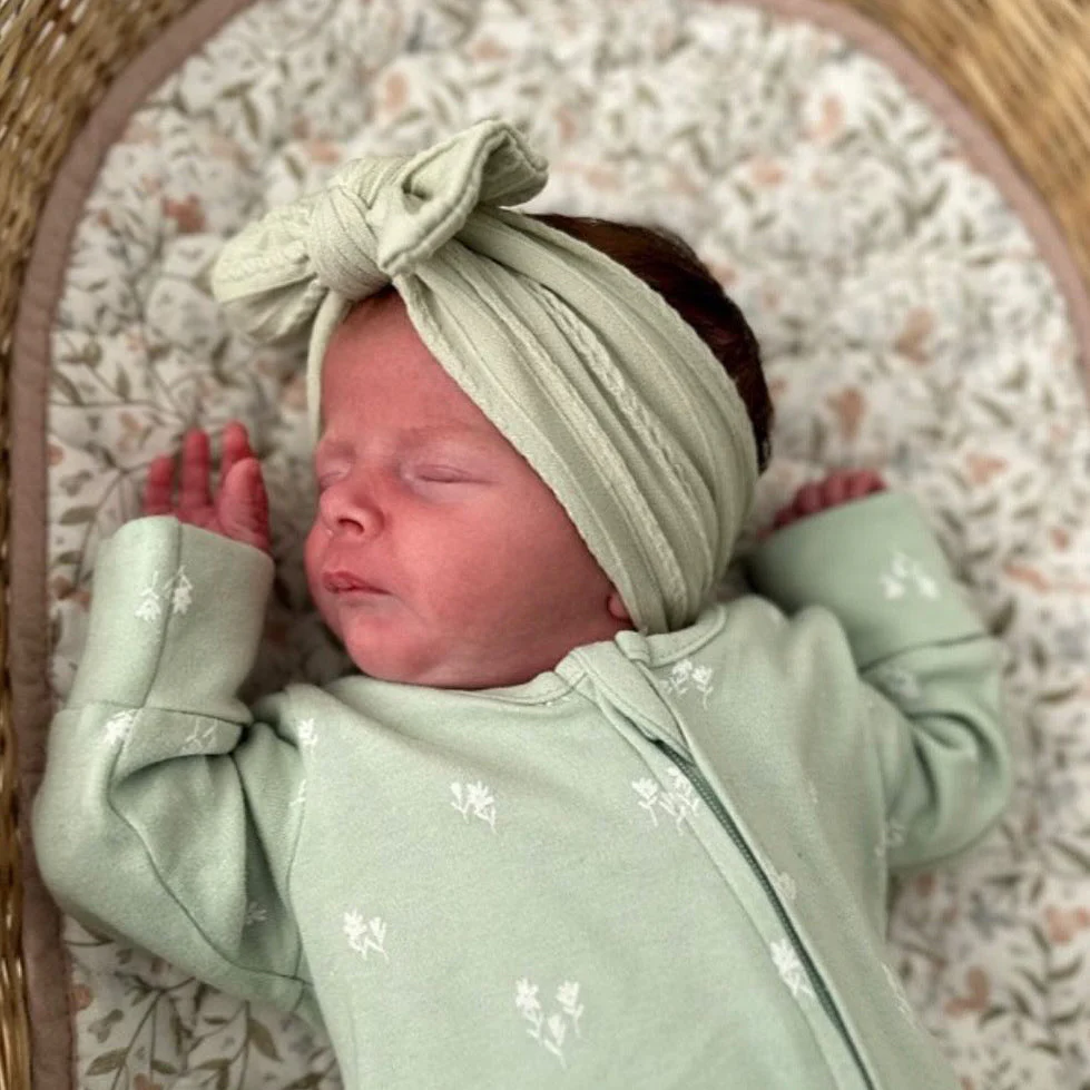 Sage Green Smaller Bow Cable Knit Headband
