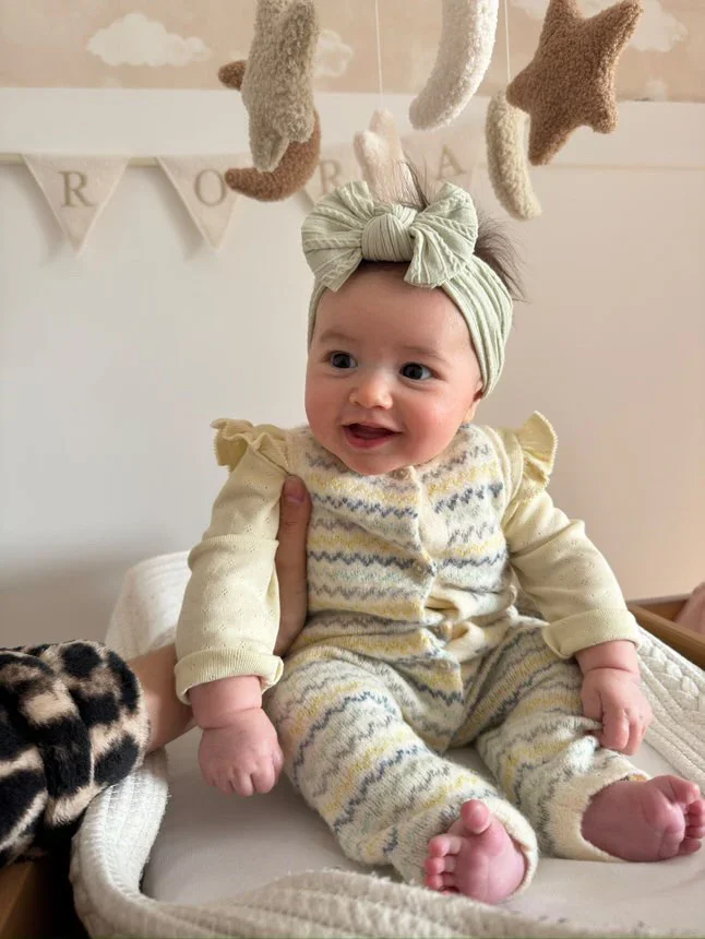 Sage Green Smaller Bow Cable Knit Headband - Image 2