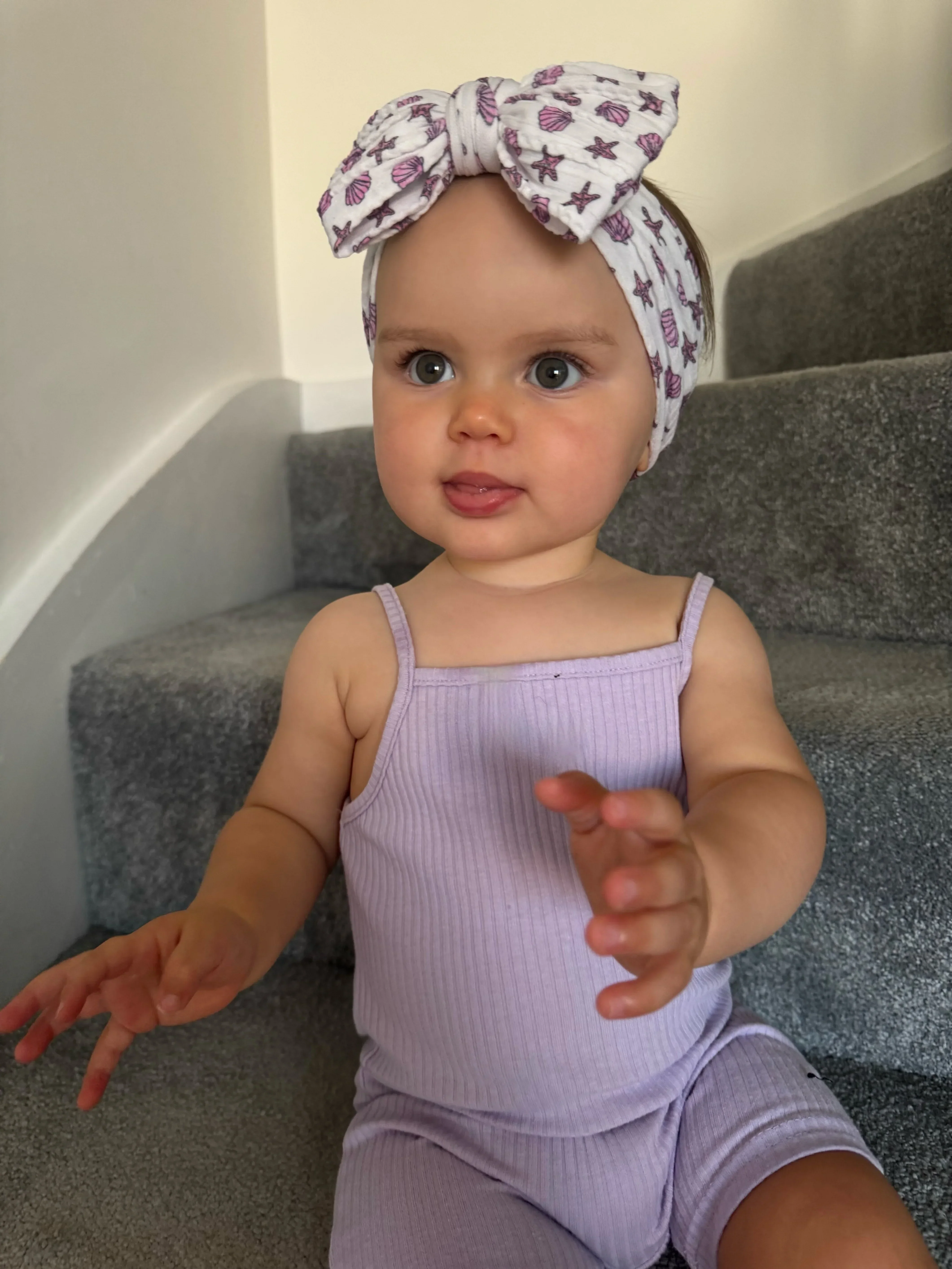 Sea Shells Larger Bow Cable Knit Headband - Image 2