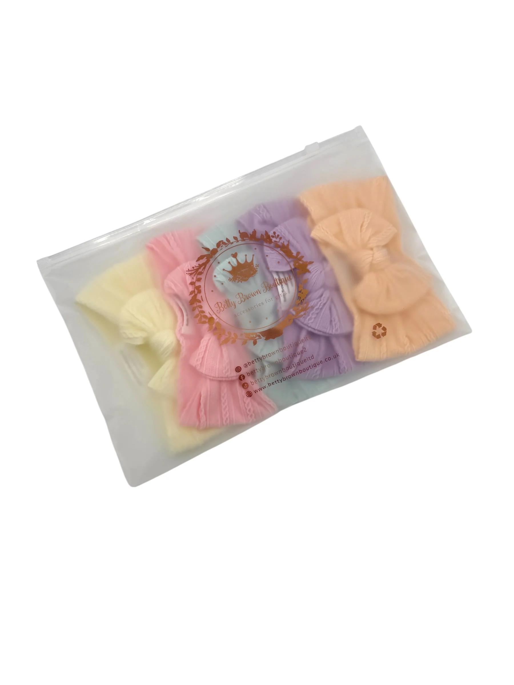 Spring Pastels Bundle of 5 Smaller Bow Cable Knit Headbands - Suitable From Newborn - Image 3