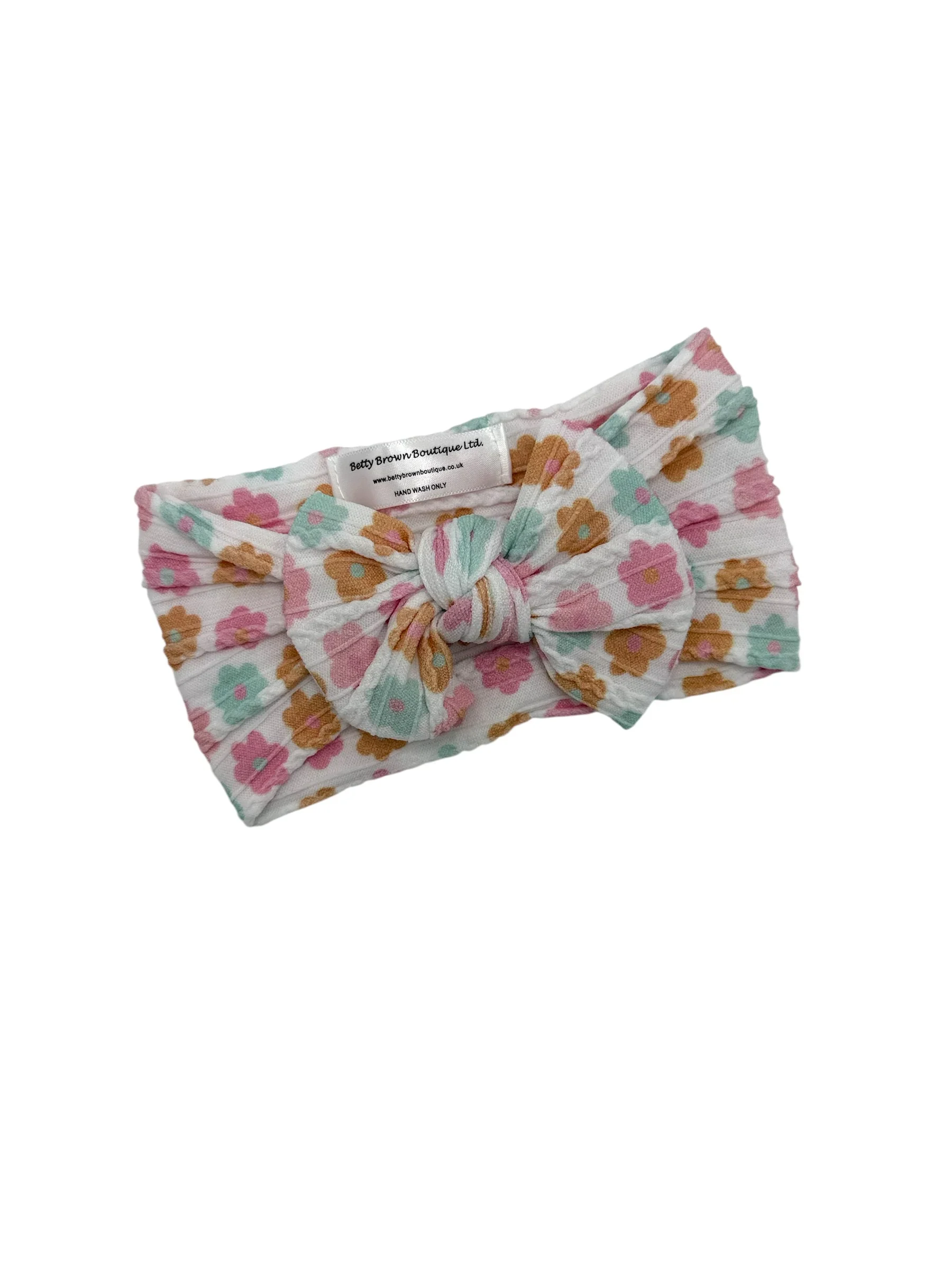 Summer Flowers Pattern Smaller Bow Cable Knit Headband - Image 2