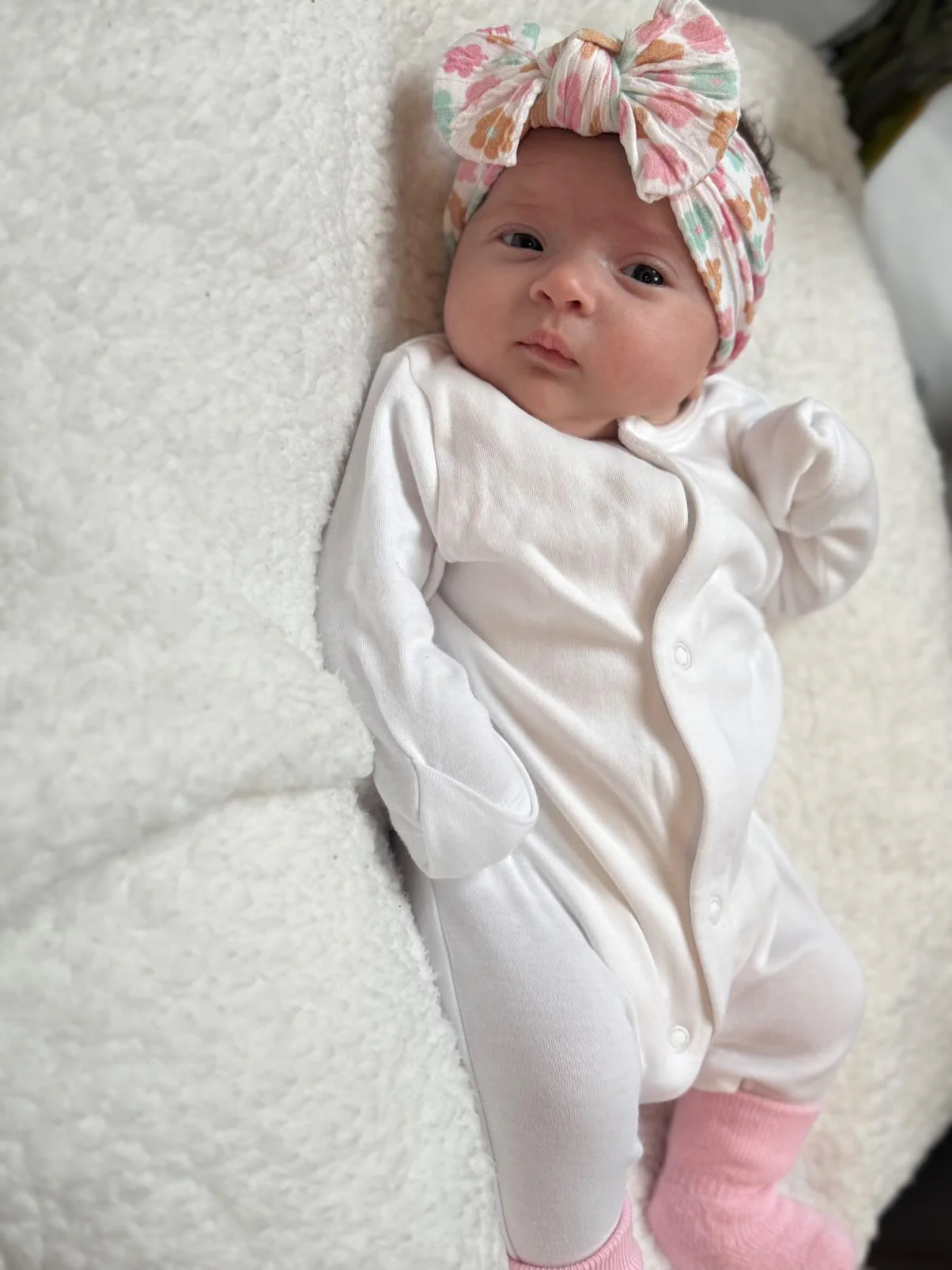 Summer Flowers Pattern Smaller Bow Cable Knit Headband - Image 3