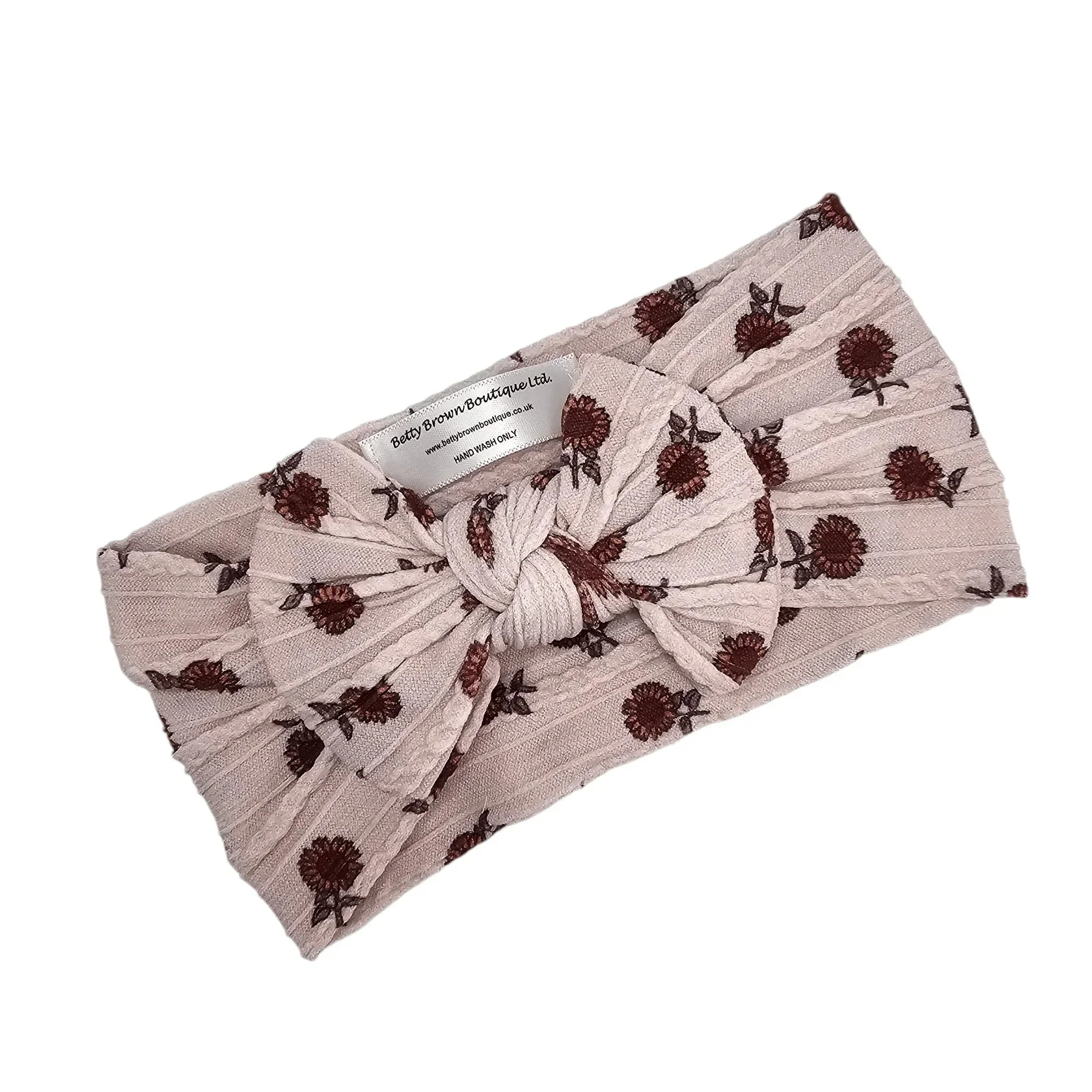 Sunflower Pattern Smaller Bow Cable Knit Headband - Image 2
