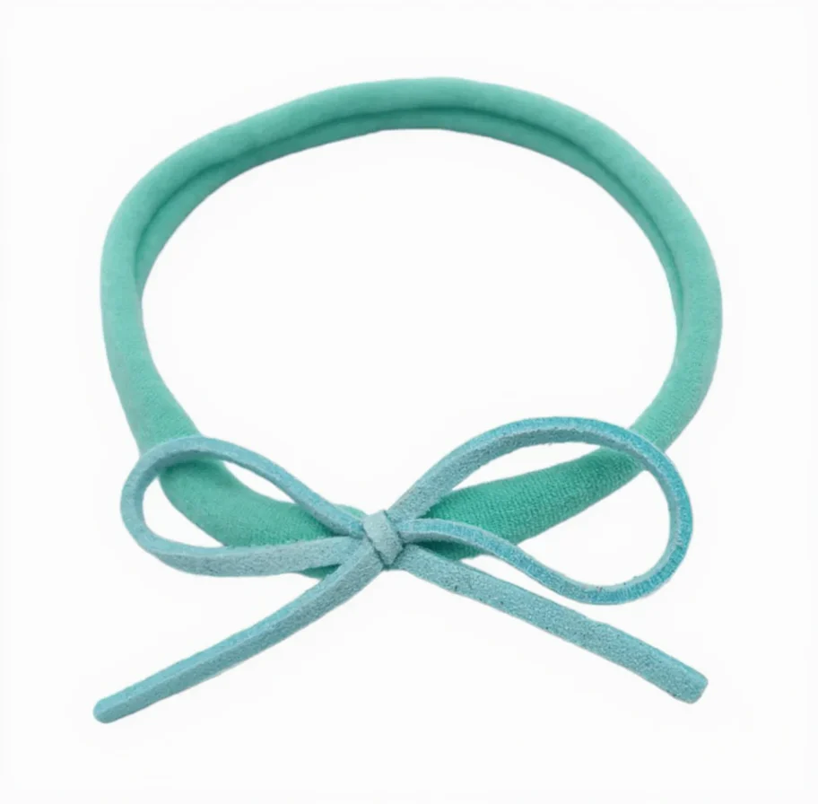 Turquoise/Green Mini Cord Dainty Bow On Headband