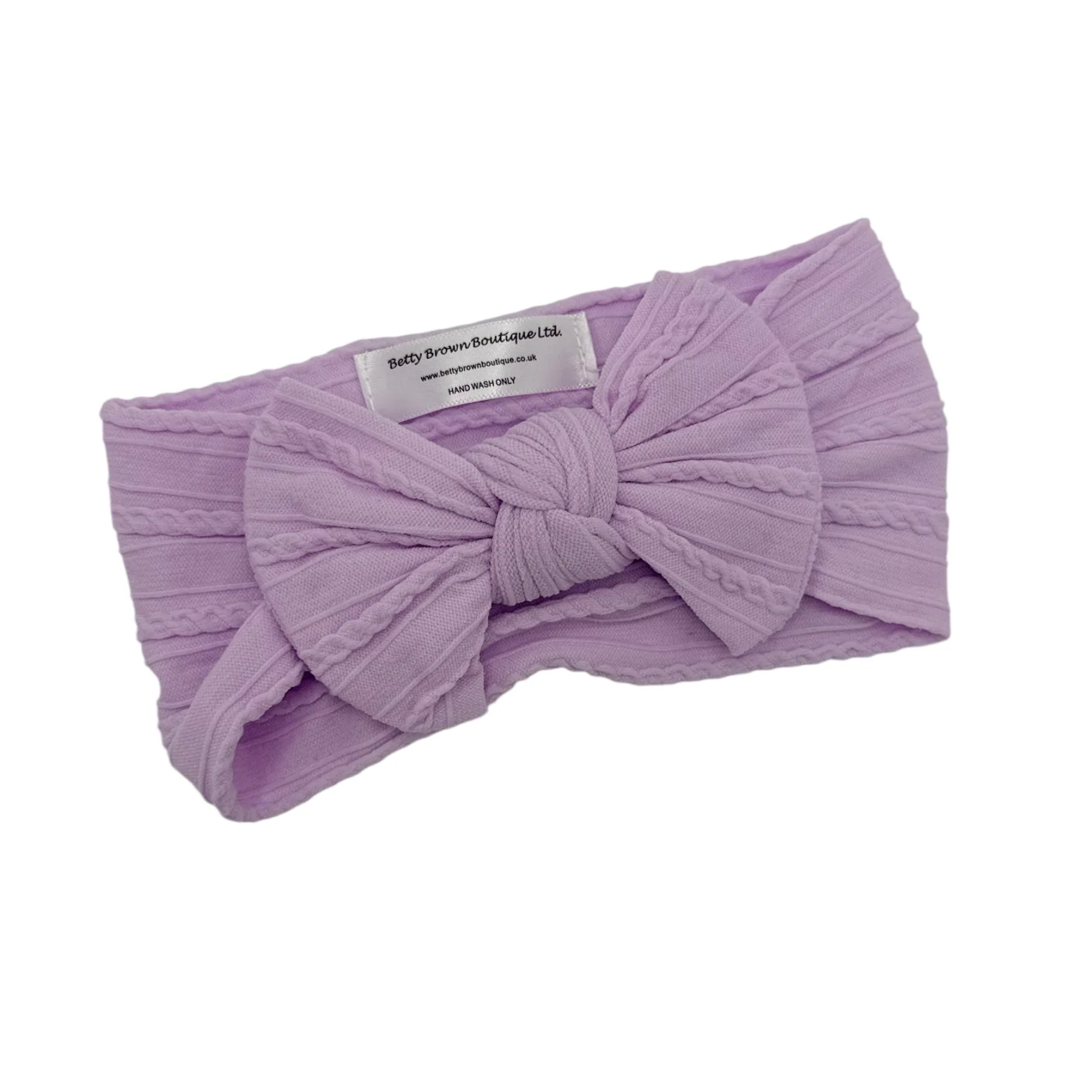 Violet Smaller Bow Cable Knit Headband - Image 2