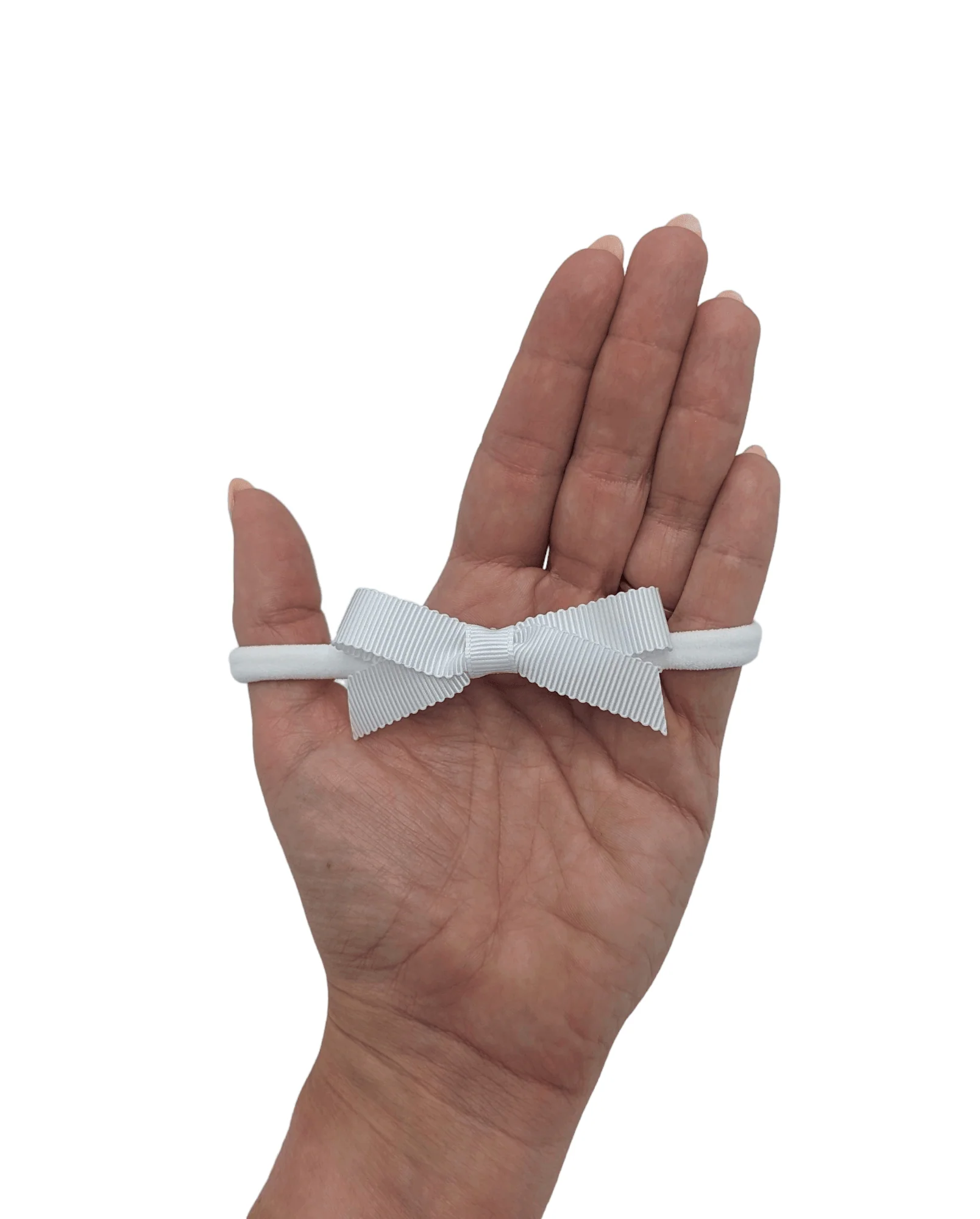 2.5 inch White Dainty Bow On Headband - Image 4
